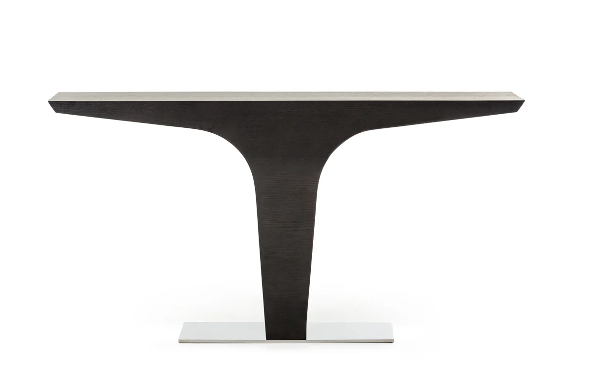 30' Wenge Veneer and Steel Console Table By Homeroots - Image 3