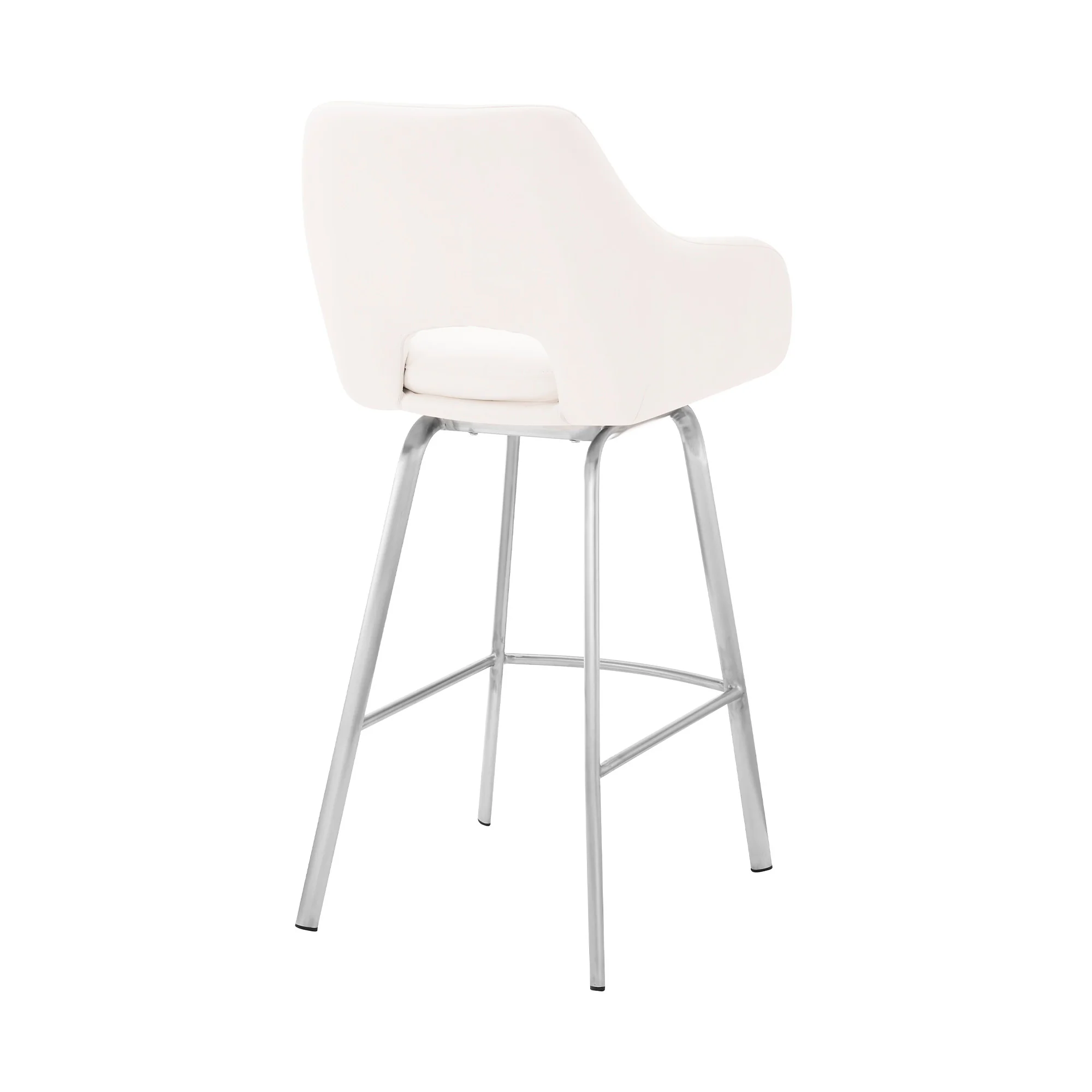 30" White Faux Leather and Stainless Steel Bar Stool By Homeroots - Image 5