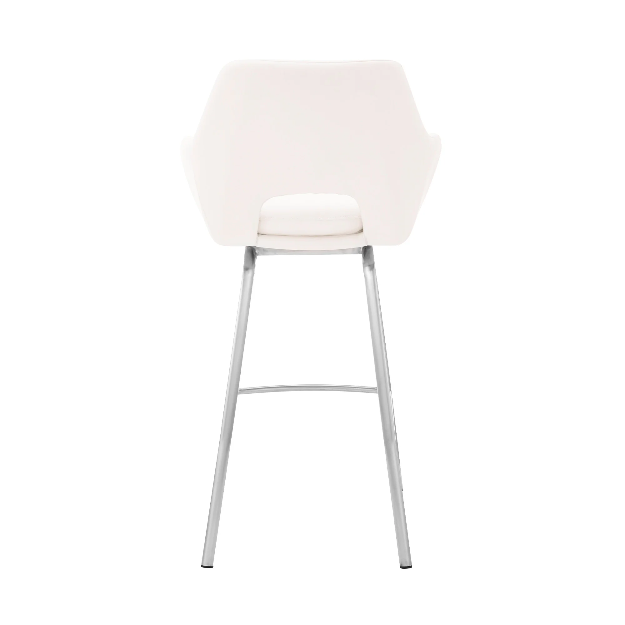 30" White Faux Leather and Stainless Steel Bar Stool By Homeroots - Image 6