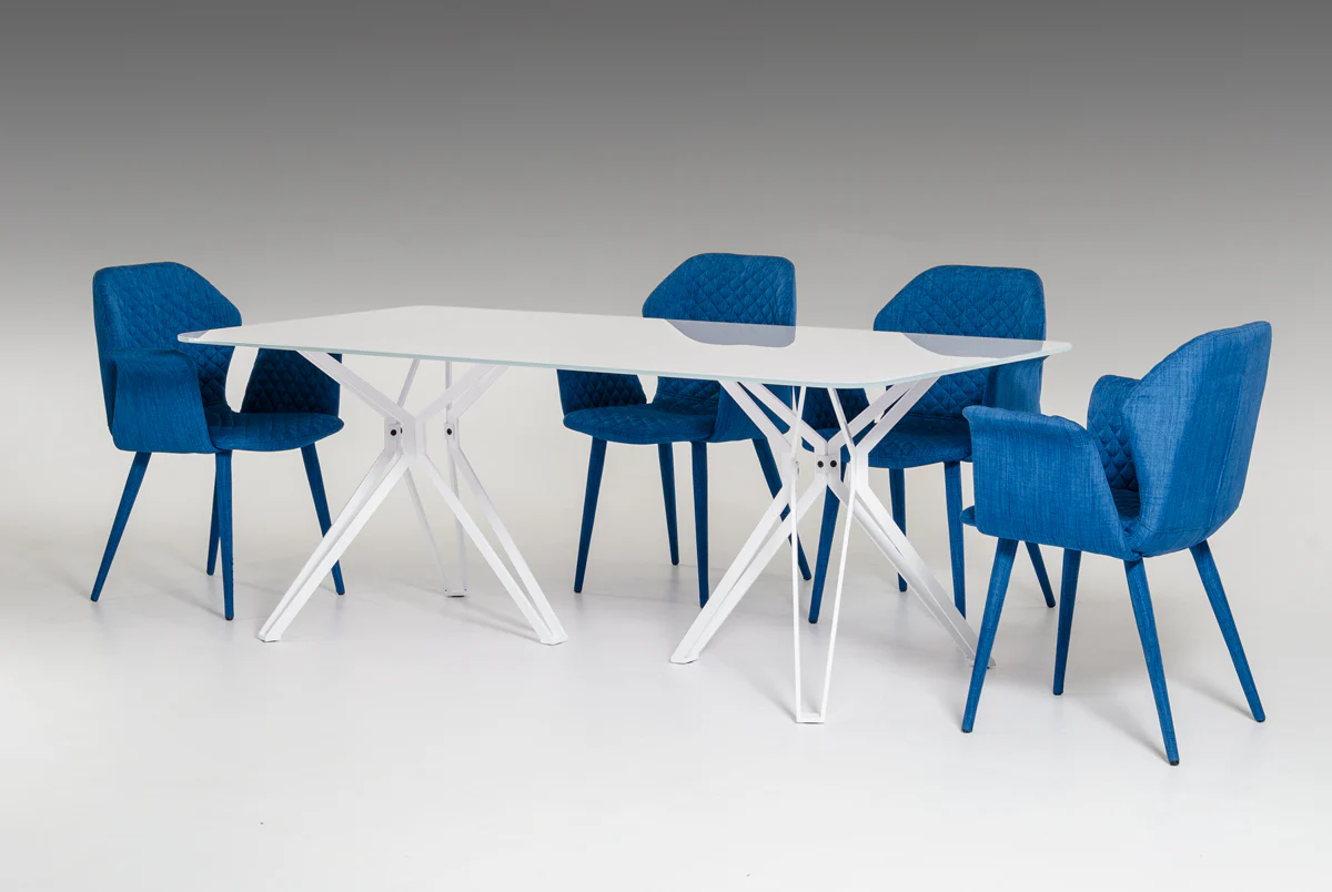 30" White Glass And Metal Dining Table By Homeroots - Image 2