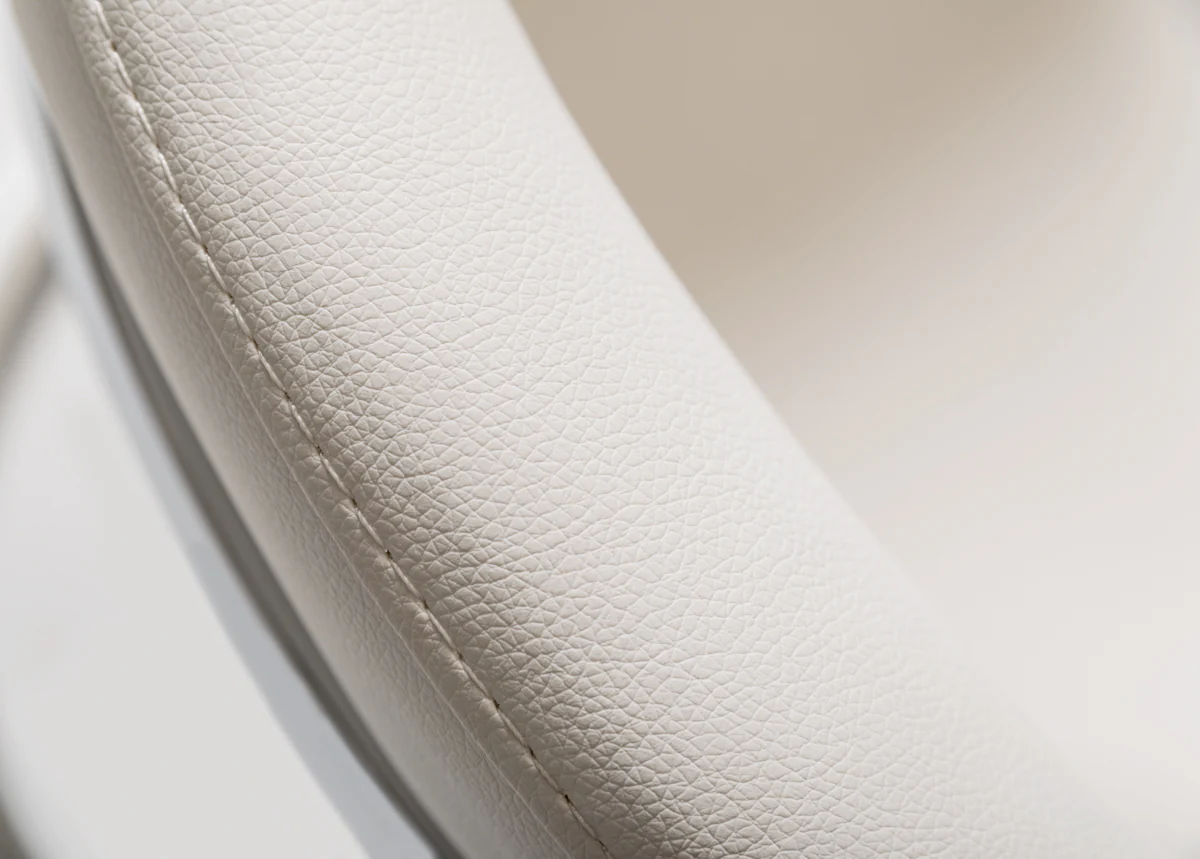 30' White Leatherette And Stainless Steel Dining Chair By Homeroots - Image 5
