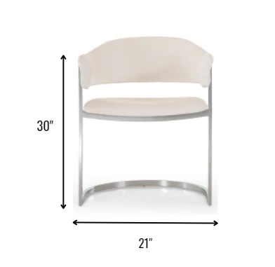 30' White Leatherette And Stainless Steel Dining Chair By Homeroots - Image 6