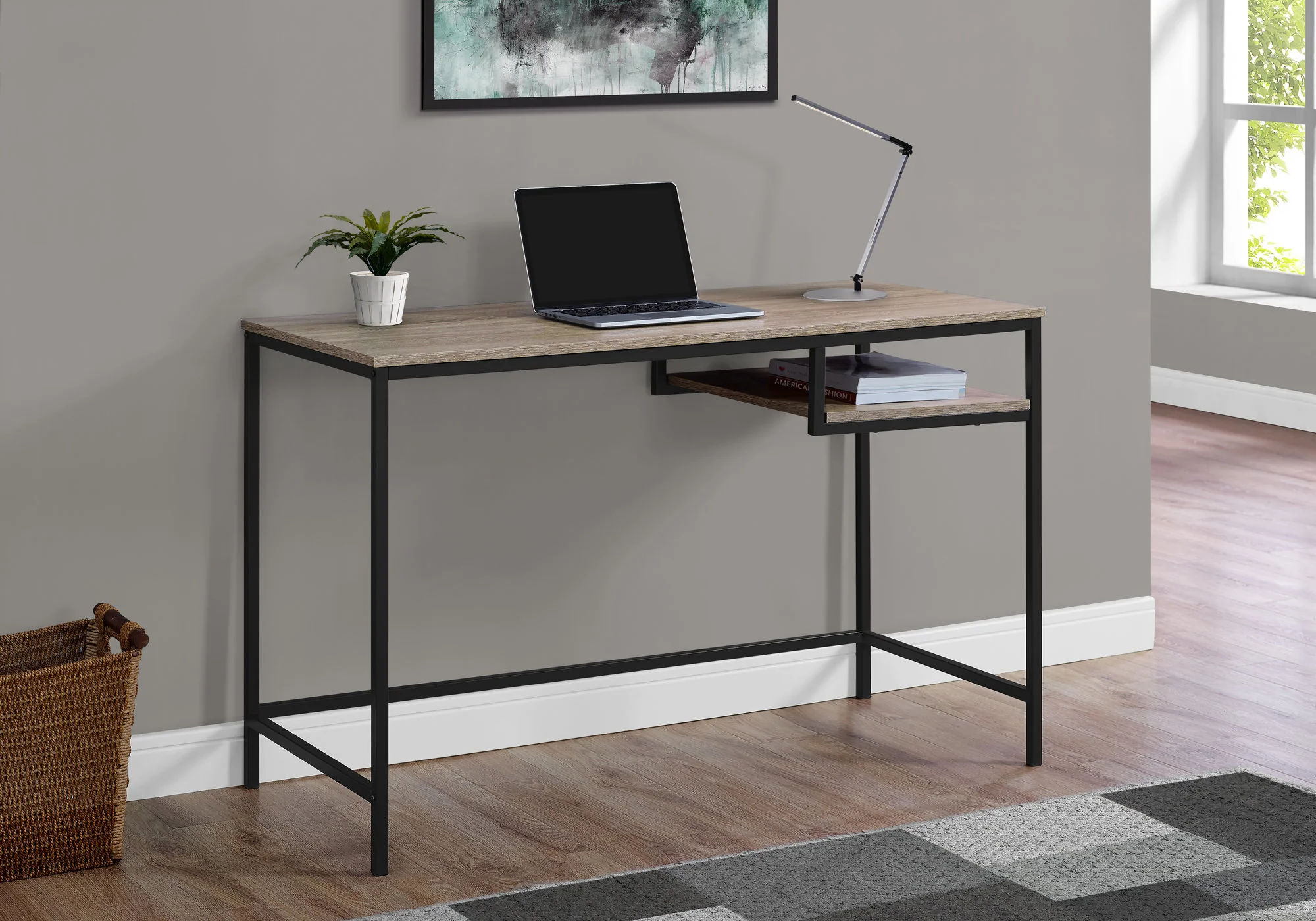 30" White MDF and White Metal Computer Desk By Homeroots - Image 11