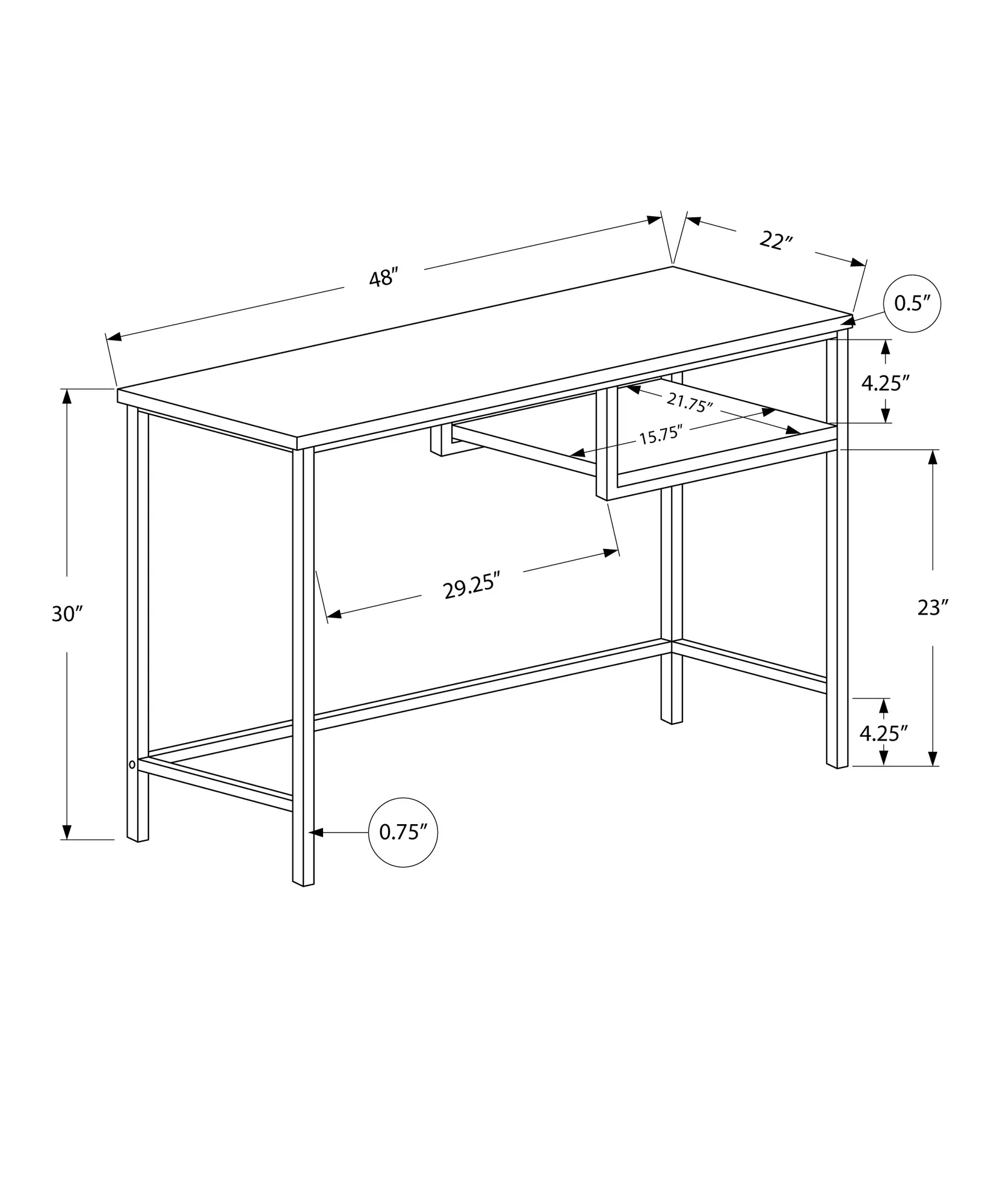 30" White MDF and White Metal Computer Desk By Homeroots - Image 14