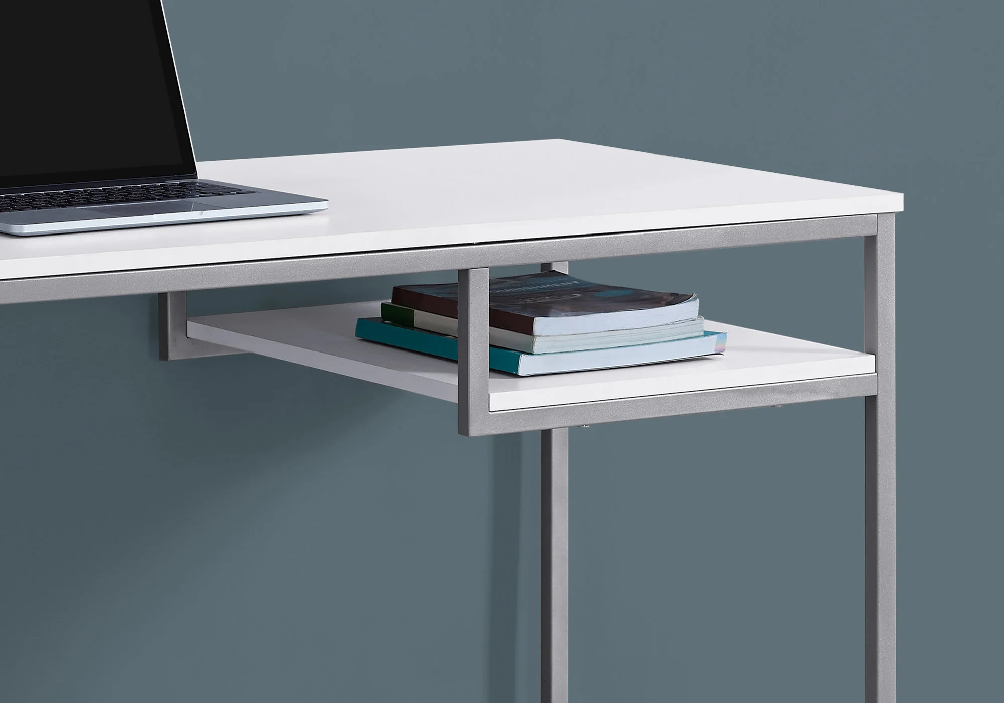 30" White MDF and White Metal Computer Desk By Homeroots - Image 3