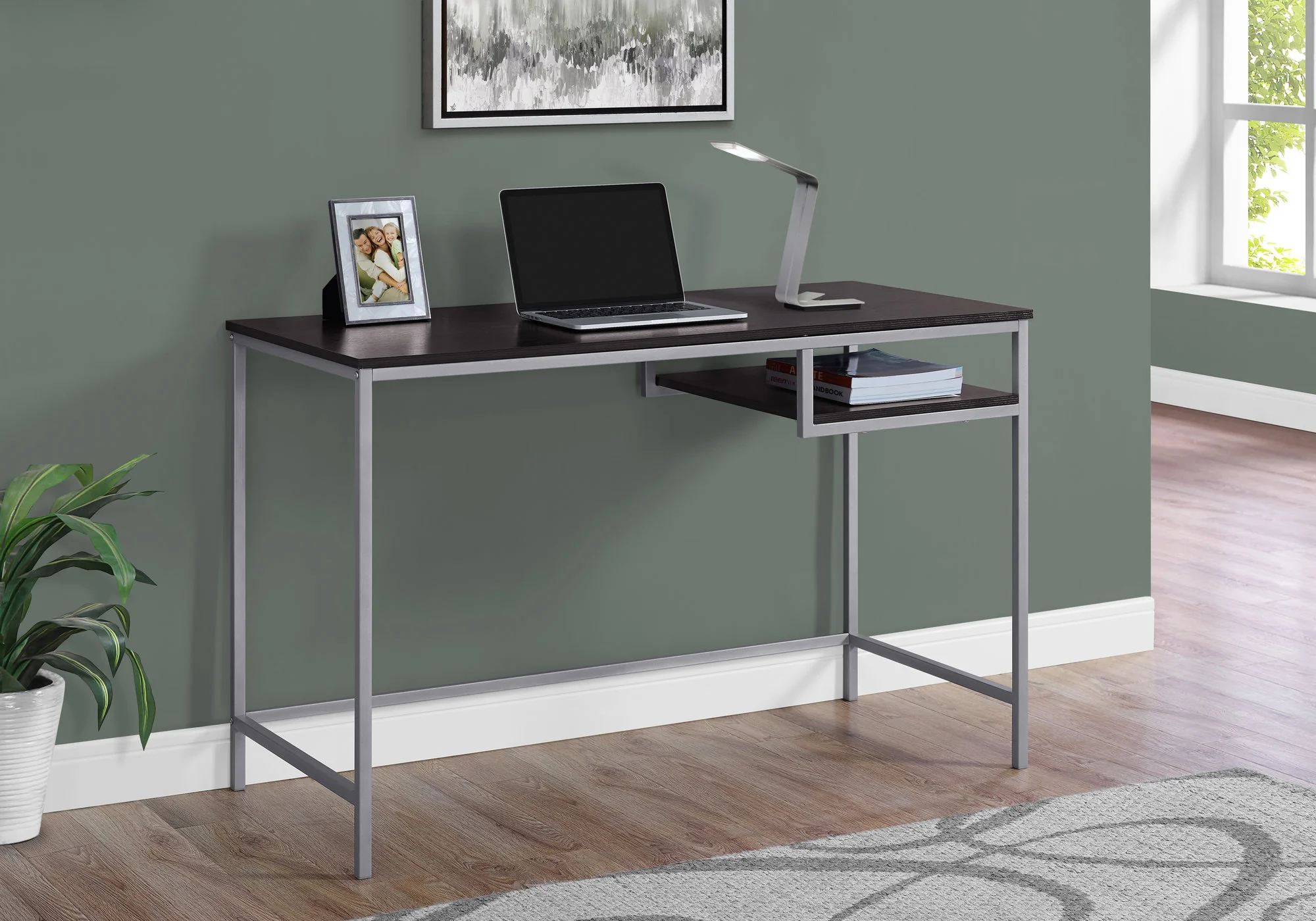 30" White MDF and White Metal Computer Desk By Homeroots - Image 6