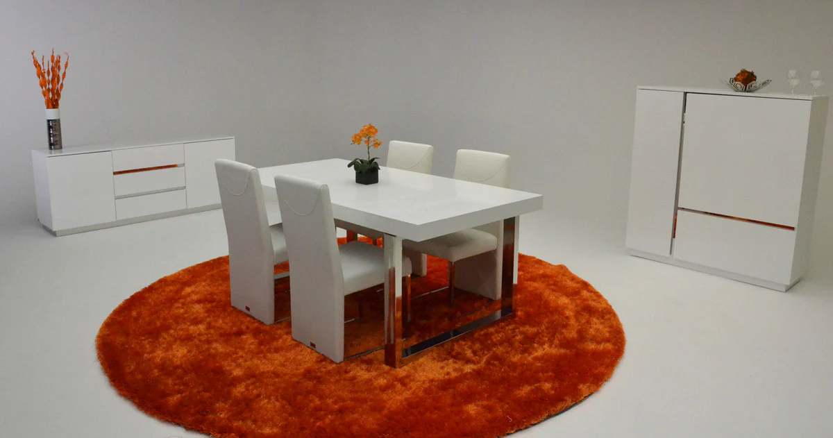 30' White Mdf Extendable Dining Table With Stainless Steel Legs By Homeroots - Image 3