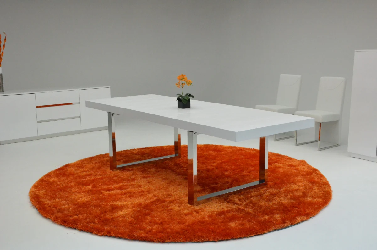 30' White Mdf Extendable Dining Table With Stainless Steel Legs By Homeroots - Image 5