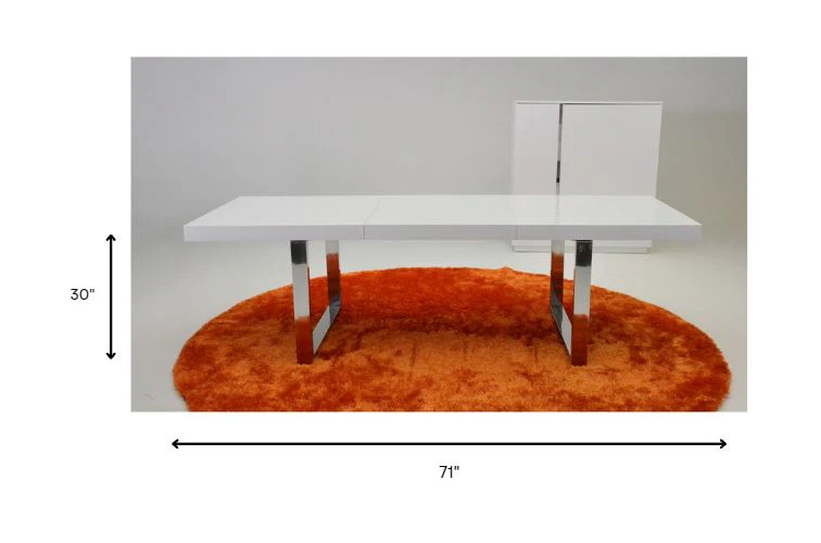 30' White Mdf Extendable Dining Table With Stainless Steel Legs By Homeroots - Image 6