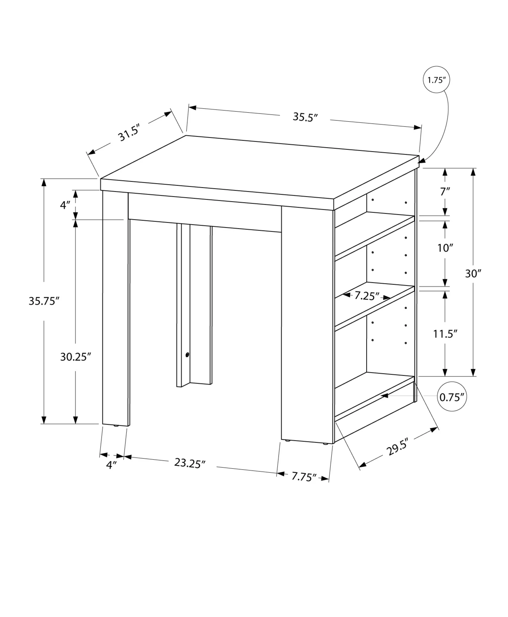 30" White Particle Board Hollow Core And Mdf Counter Height Dining Table By Homeroots - Image 4