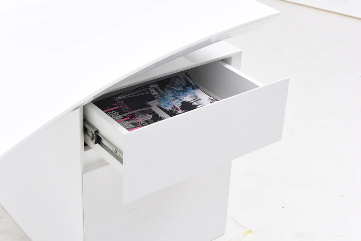 30 White Stainless Steel Office Desk By Homeroots - Image 3
