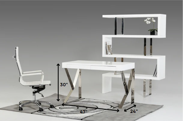 30 White Veneer and Steel Office Desk By Homeroots - Image 2