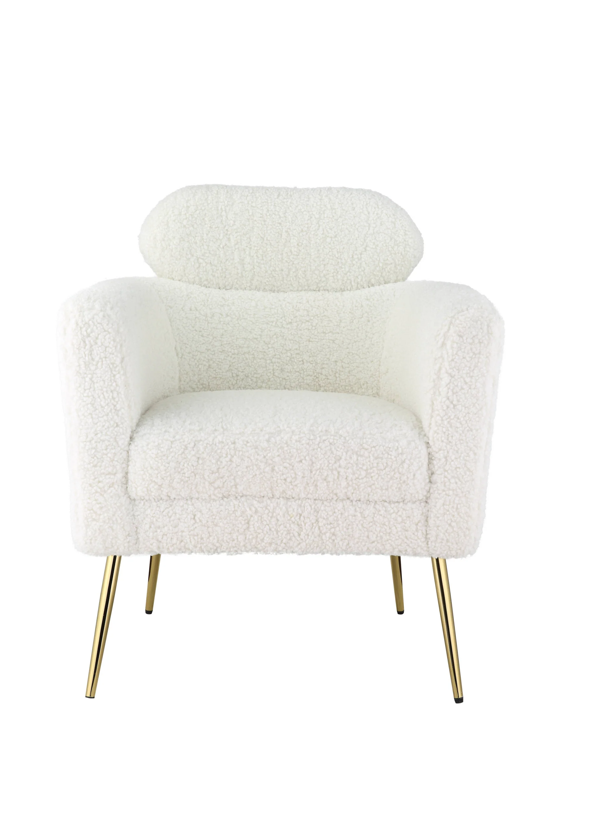 30" White Wool And Brown Barrel Chair By Homeroots - Image 2