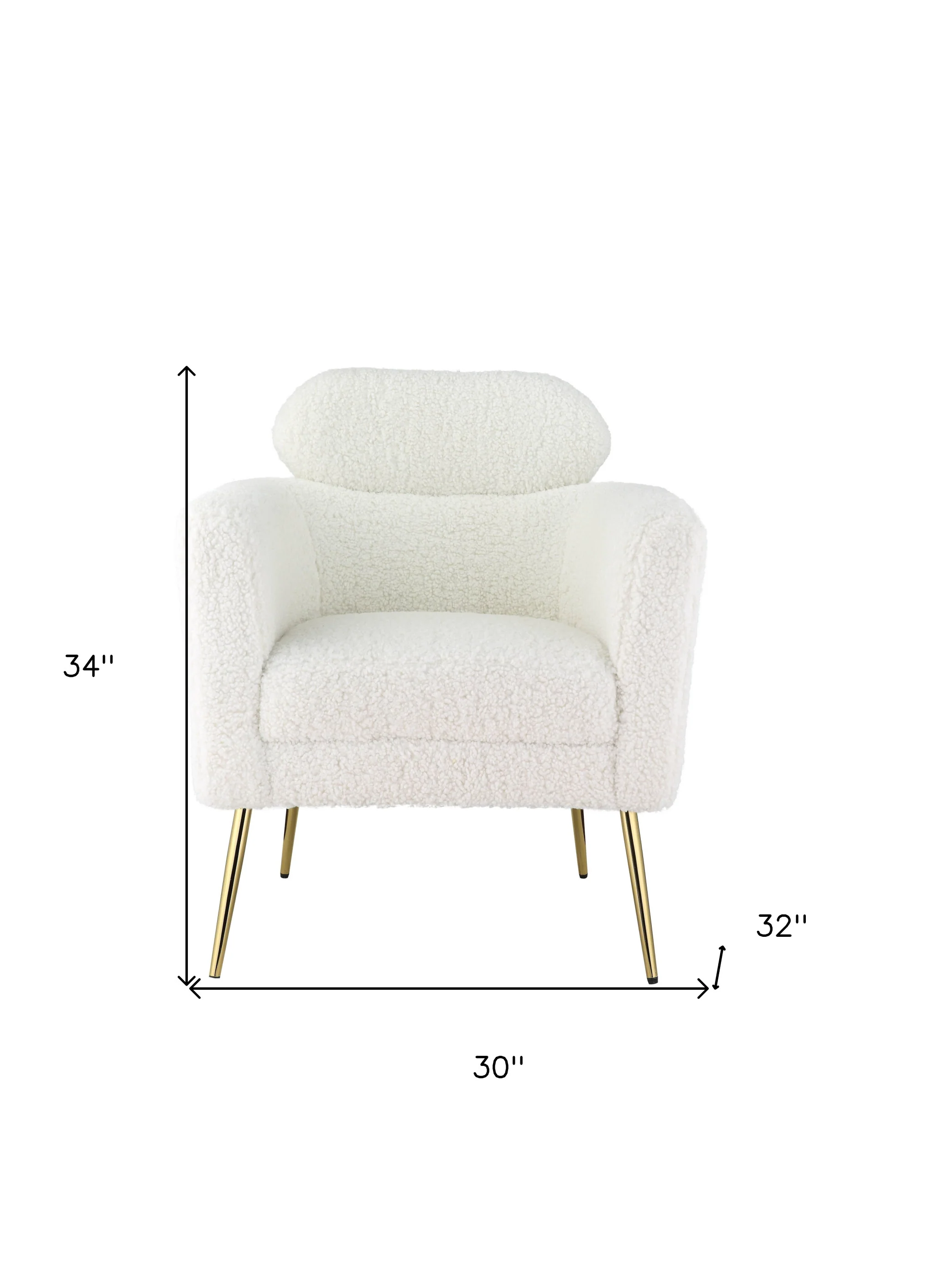 30" White Wool And Brown Barrel Chair By Homeroots - Image 6