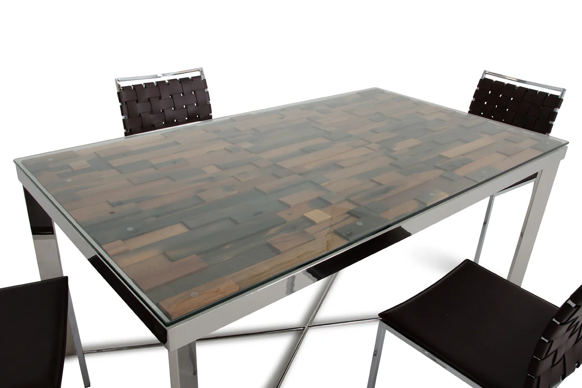 30' Wood Steel And Glass Dining Table By Homeroots - Image 2