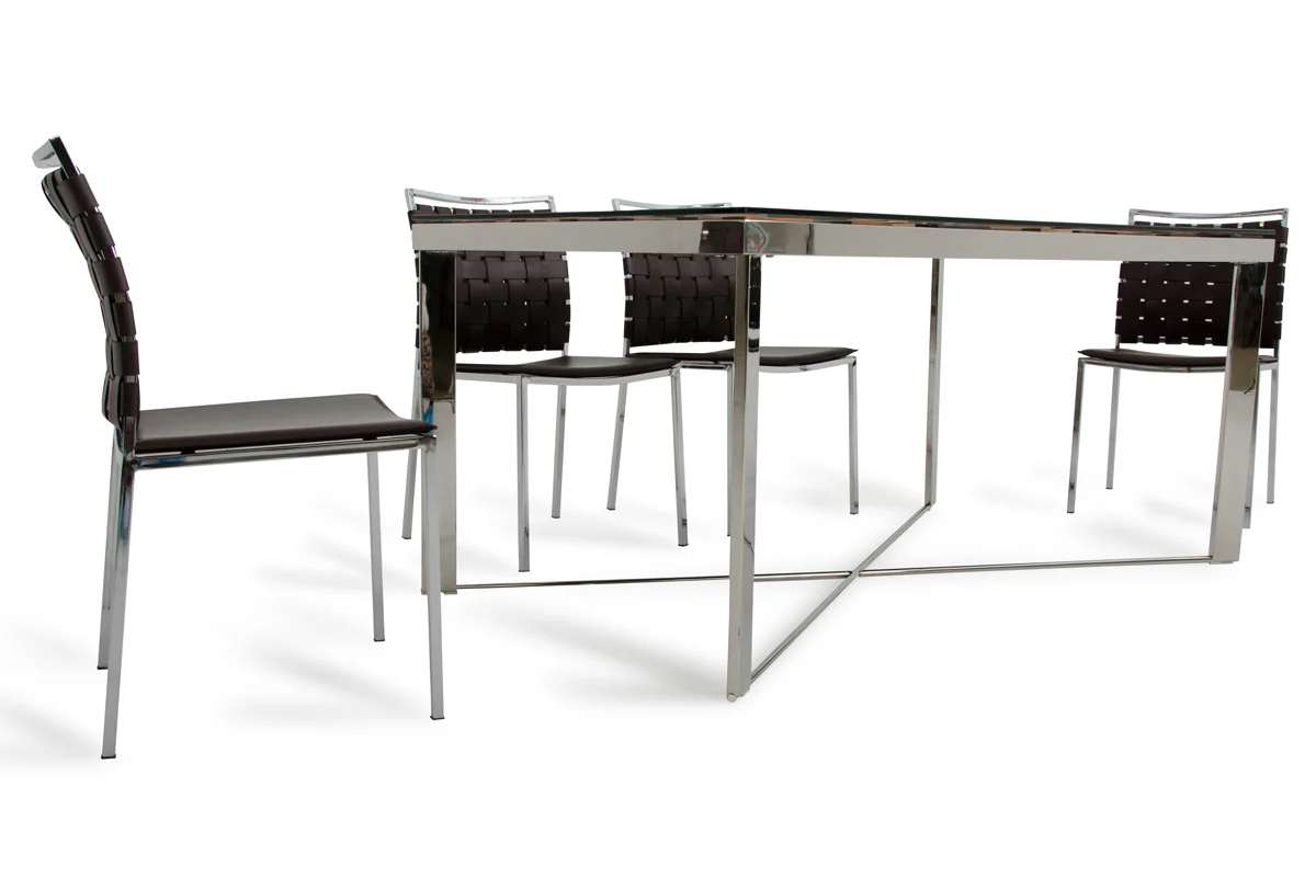 30' Wood Steel And Glass Dining Table By Homeroots - Image 4