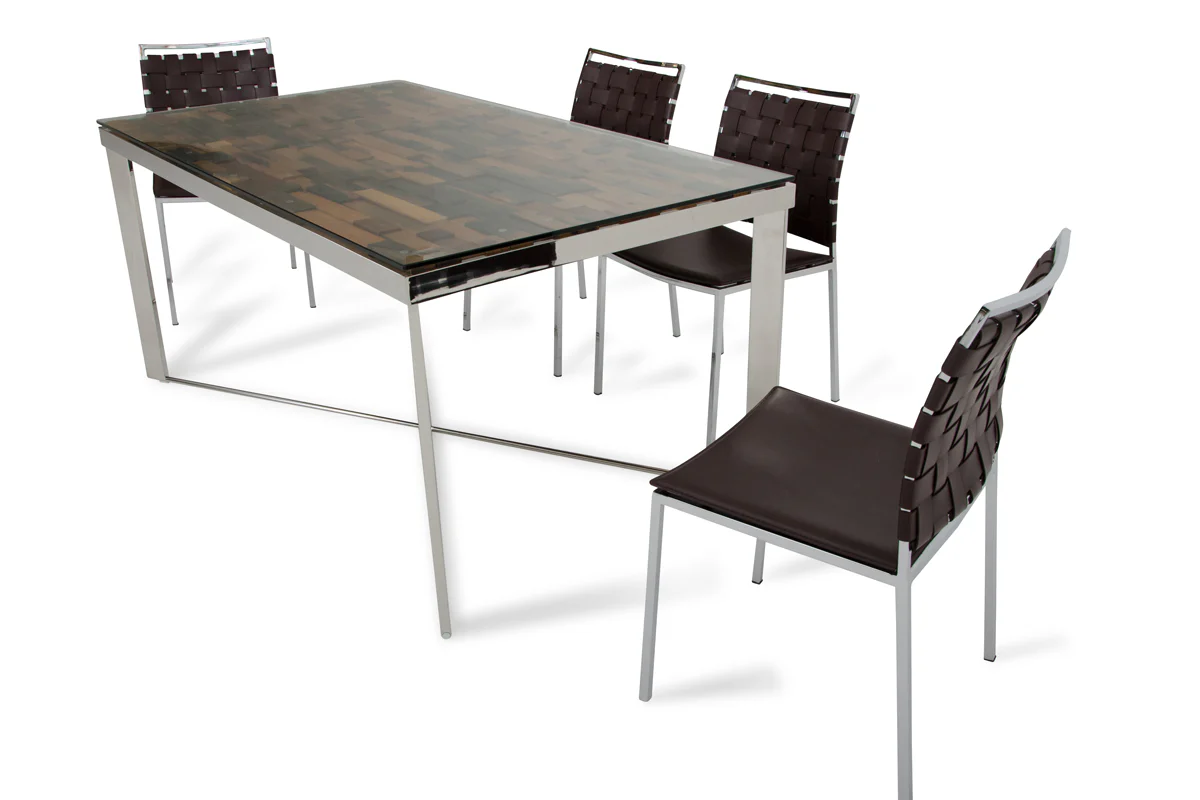30' Wood Steel And Glass Dining Table By Homeroots - Image 5