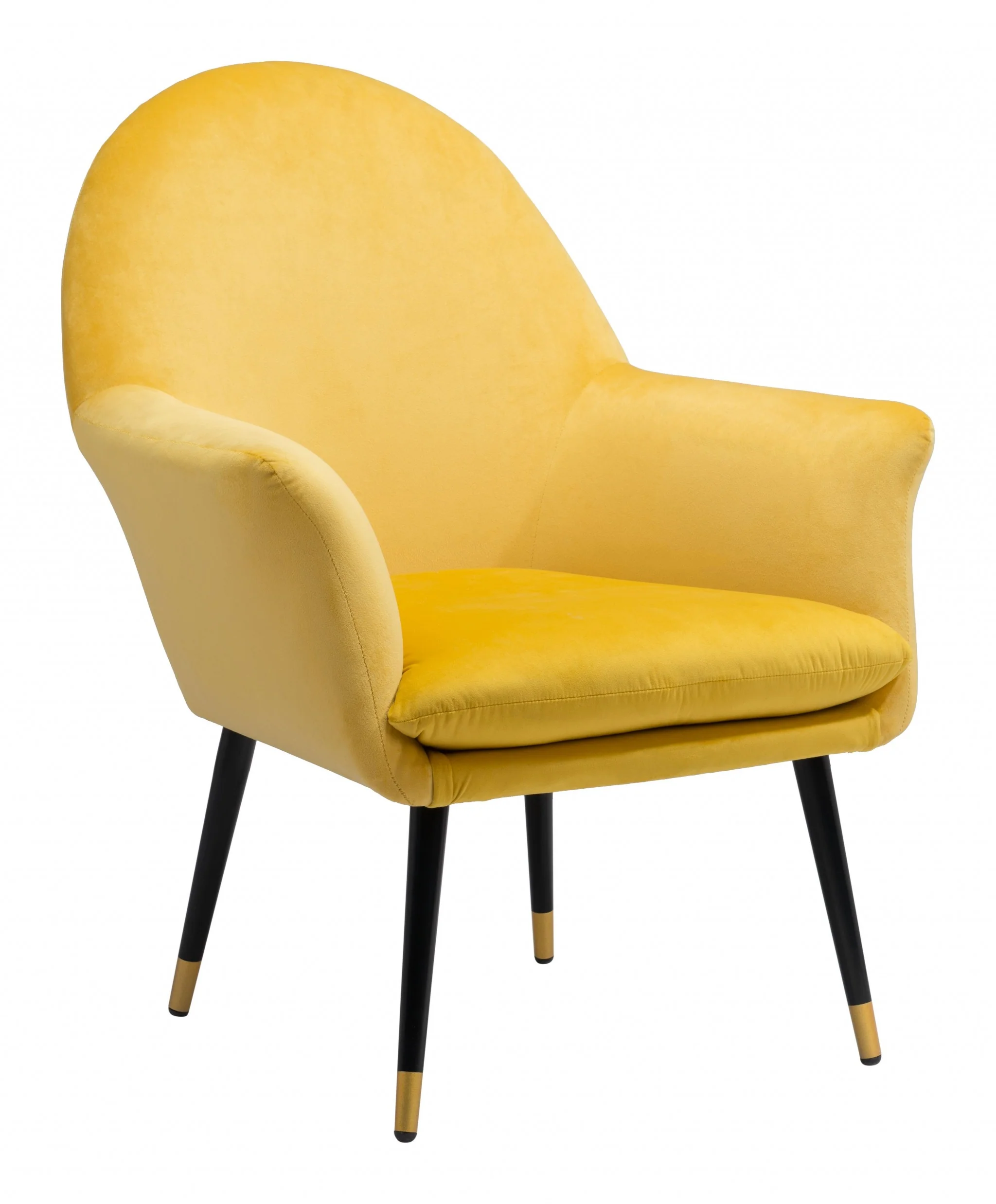 30" Yellow And Gold Velvet Arm Chair By Homeroots - Image 2