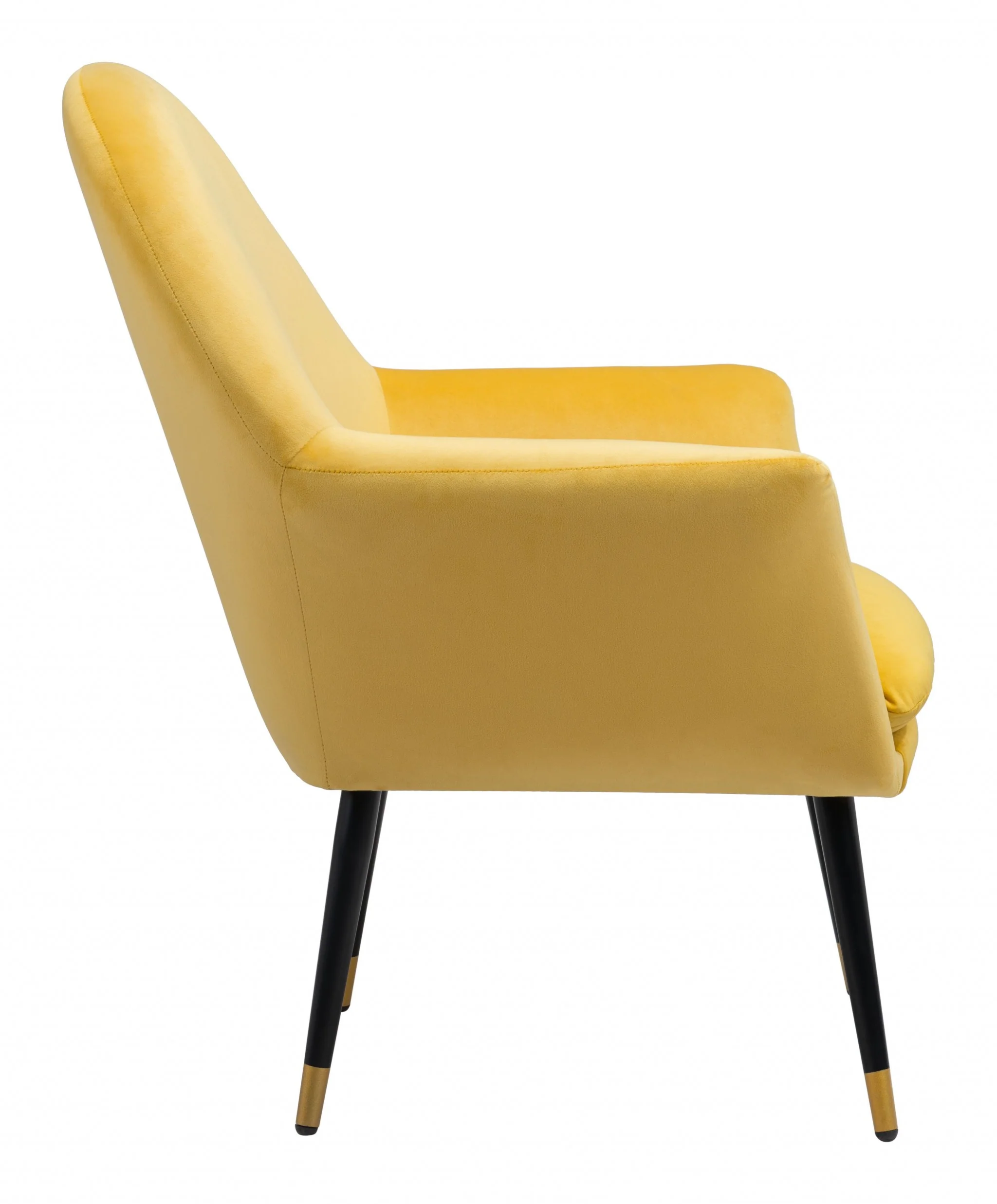 30" Yellow And Gold Velvet Arm Chair By Homeroots - Image 3