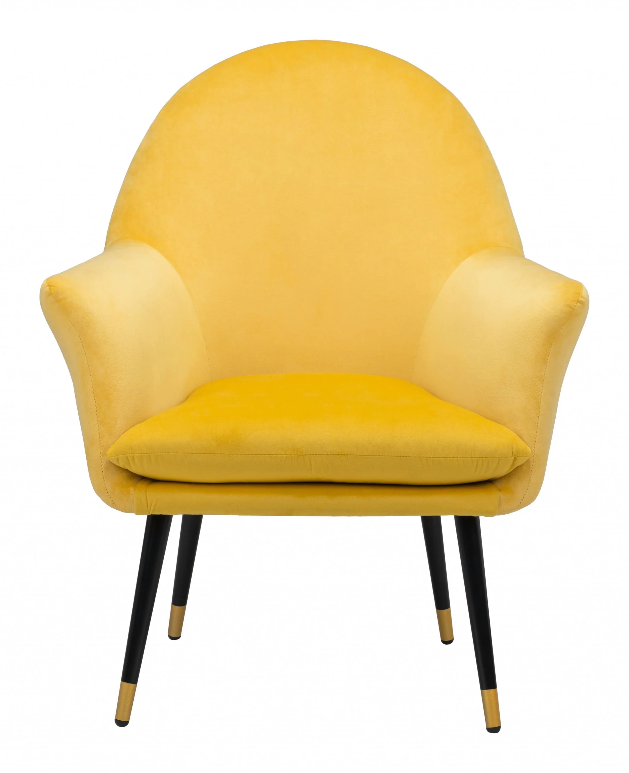 30" Yellow And Gold Velvet Arm Chair By Homeroots - Image 4