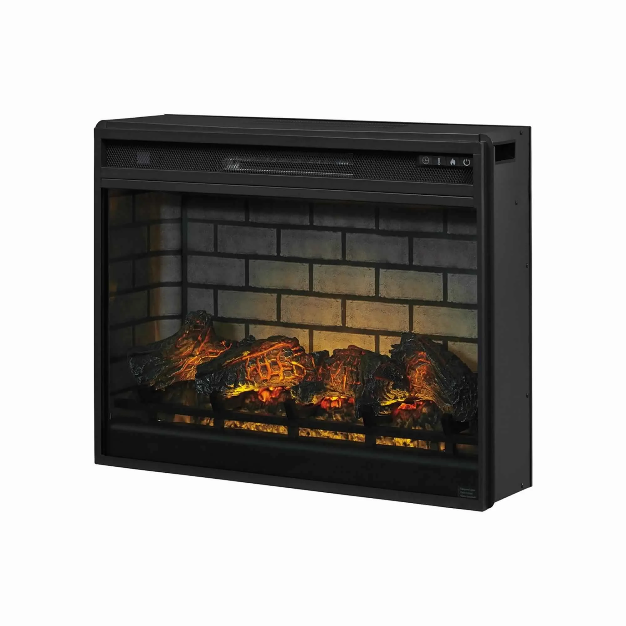 31.25 Inch Metal Fireplace Inset With 7 Level Temperature Setting Black By Benzara - Image 2