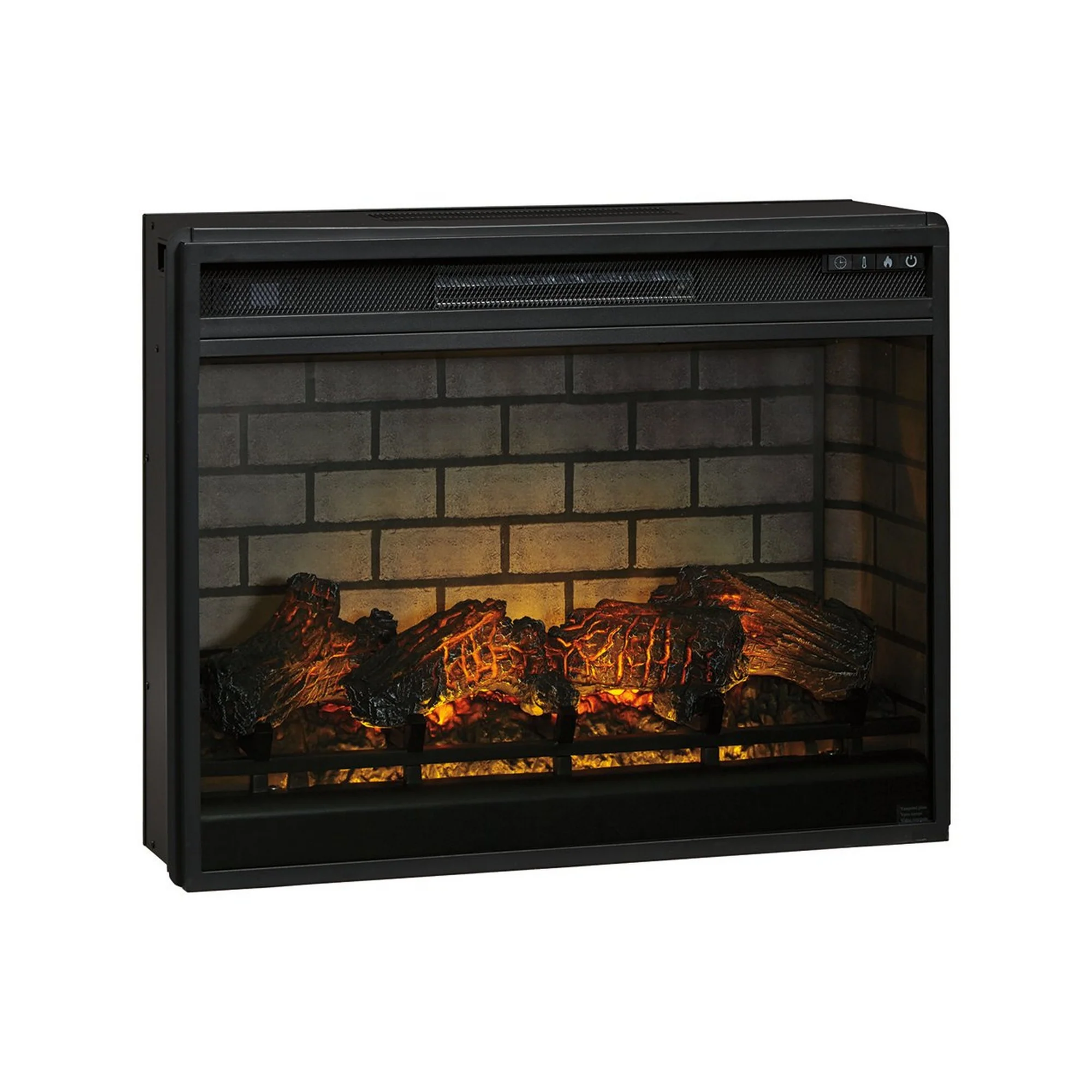 31.25 Inch Metal Fireplace Inset With 7 Level Temperature Setting Black By Benzara - Image 3