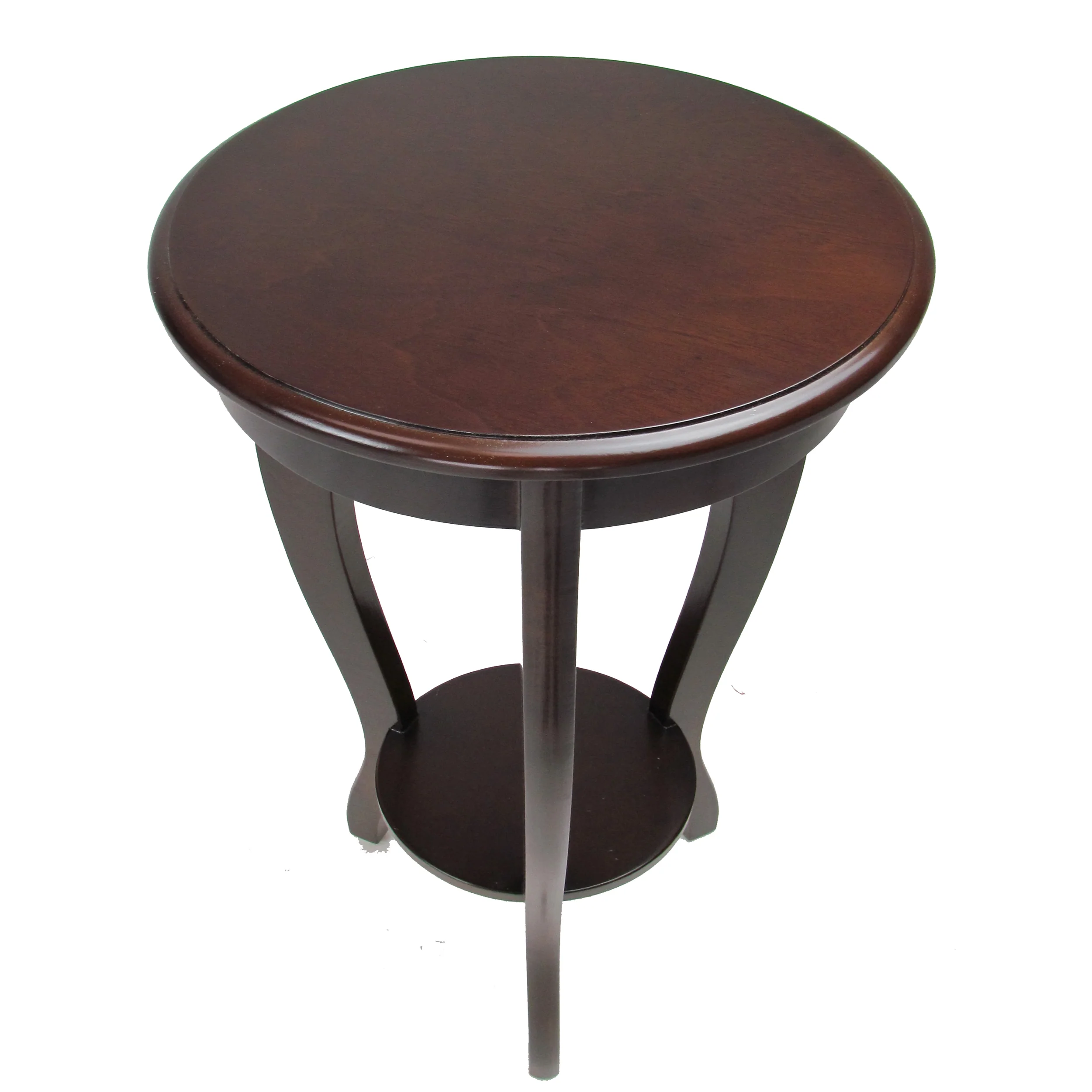 31.5 Inch Round Pedestal Stand with Open Bottom Shelf and Flared Legs,Brown By Benzara - Image 2