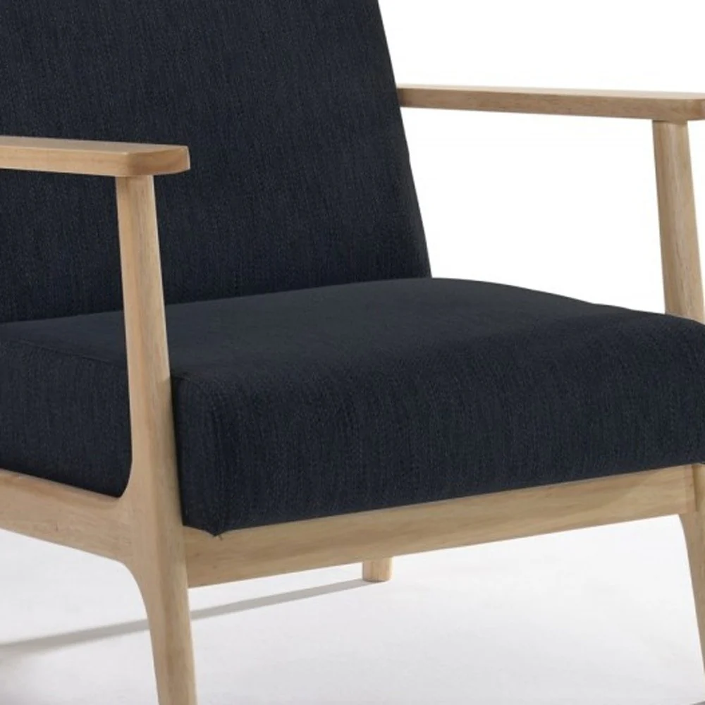 31" Black and Natural Oak Low Seat Modern Armchair By Homeroots - Image 4