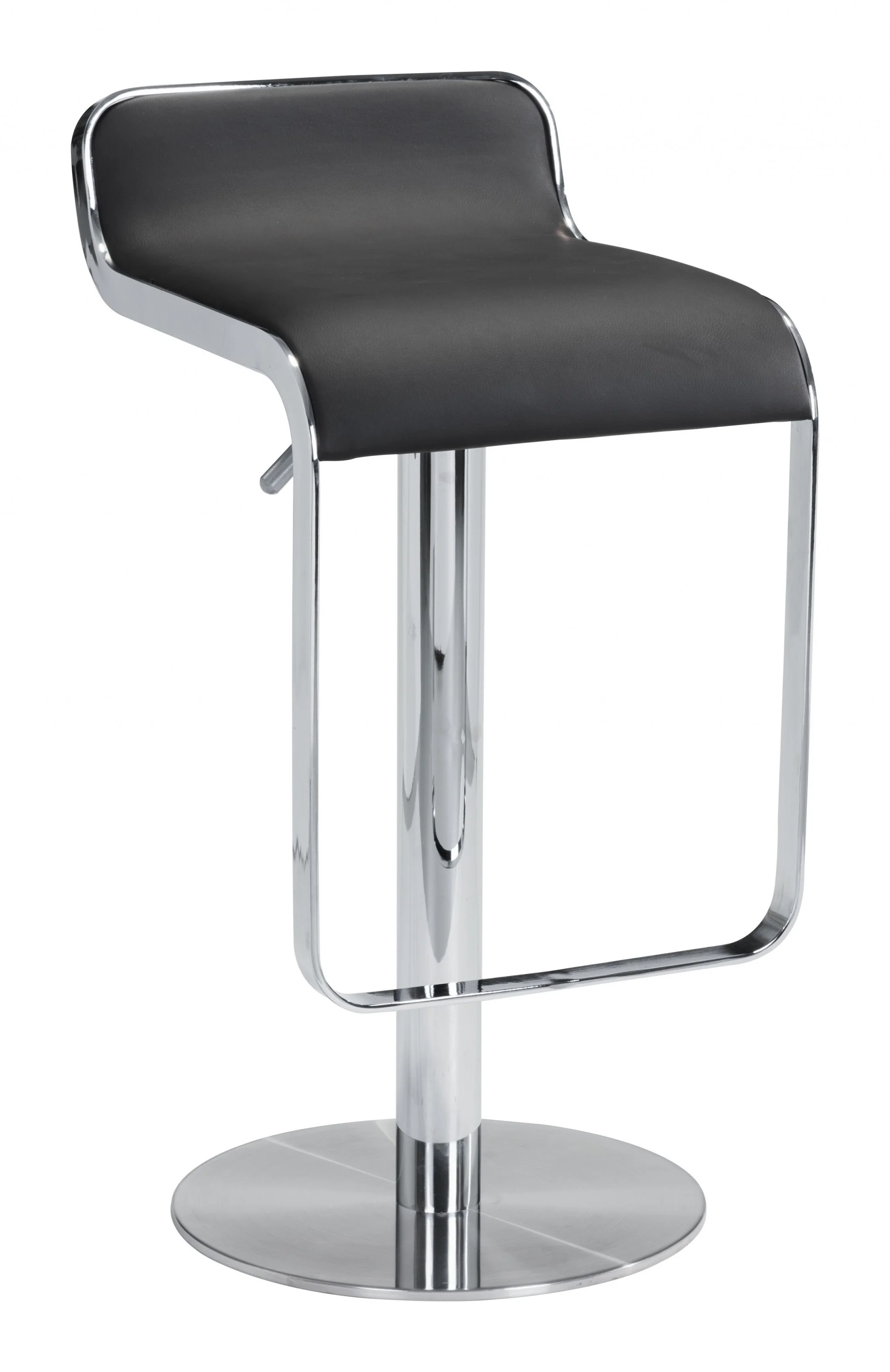 31" Black And Silver Steel Swivel Backless Adjustable Height Bar Chair With Footrest By Homeroots - Image 2