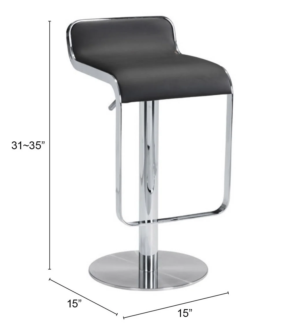 31" Black And Silver Steel Swivel Backless Adjustable Height Bar Chair With Footrest By Homeroots - Image 6