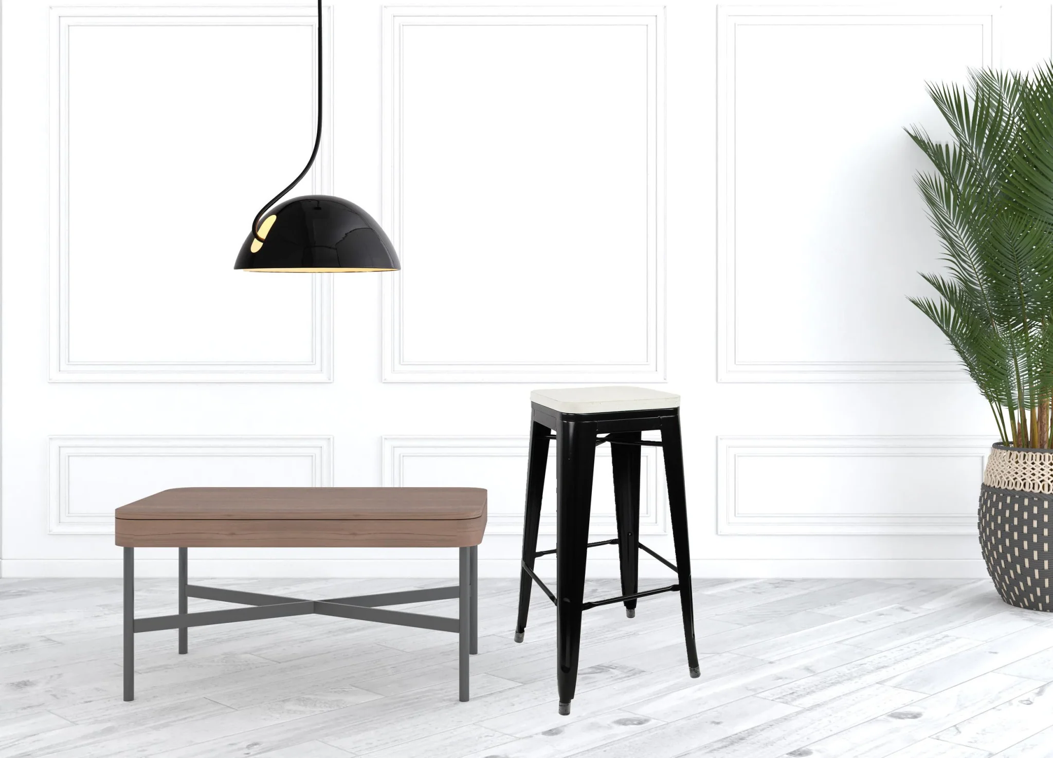 31" Black and White Backless Counter Height Bar Chair With Footrest By Homeroots - Image 4