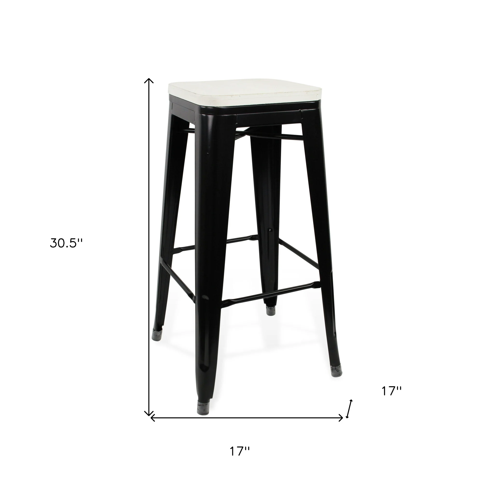31" Black and White Backless Counter Height Bar Chair With Footrest By Homeroots - Image 5