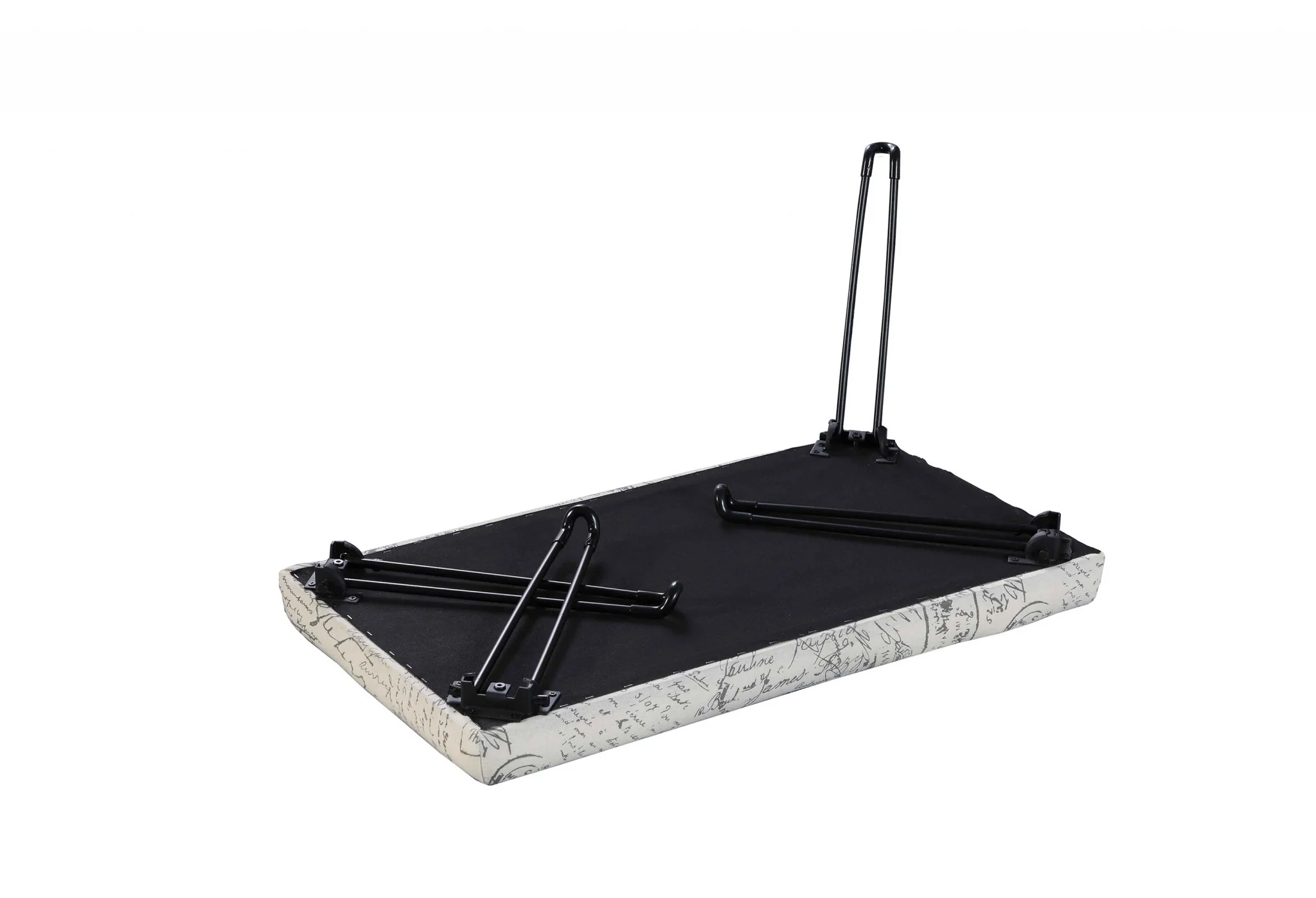 31" Black and White Postcard Microfiber Folding Bench By Homeroots - Image 2
