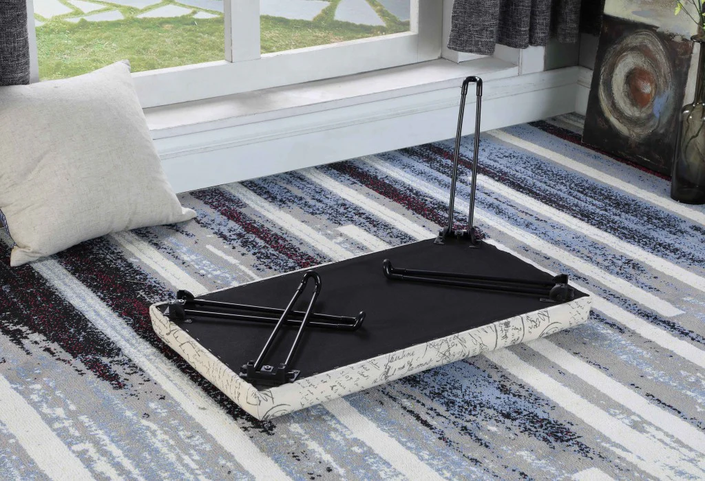 31" Black and White Postcard Microfiber Folding Bench By Homeroots - Image 4