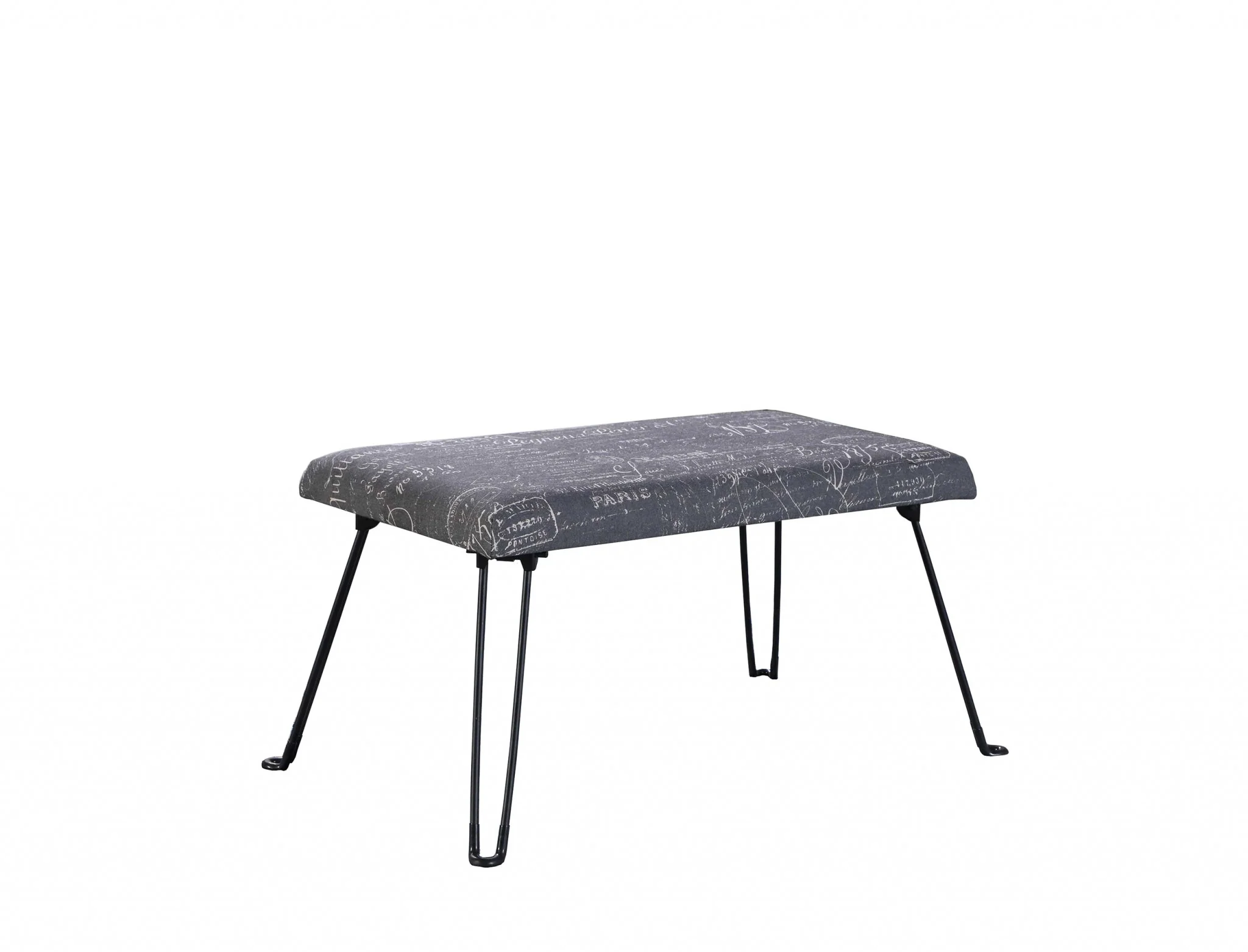 31" Black and White Postcard Microfiber Folding Bench By Homeroots - Image 5