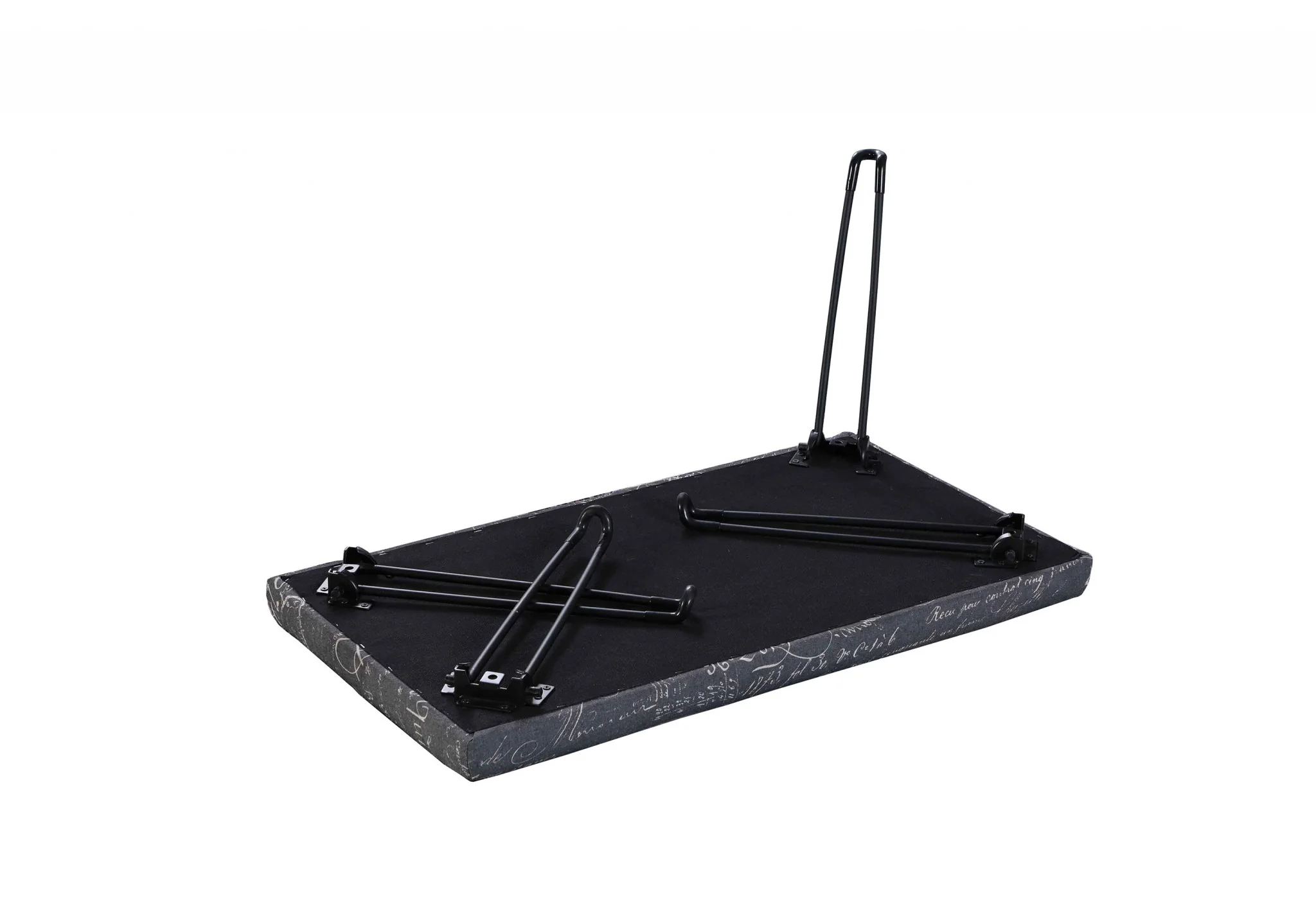 31" Black and White Postcard Microfiber Folding Bench By Homeroots - Image 6