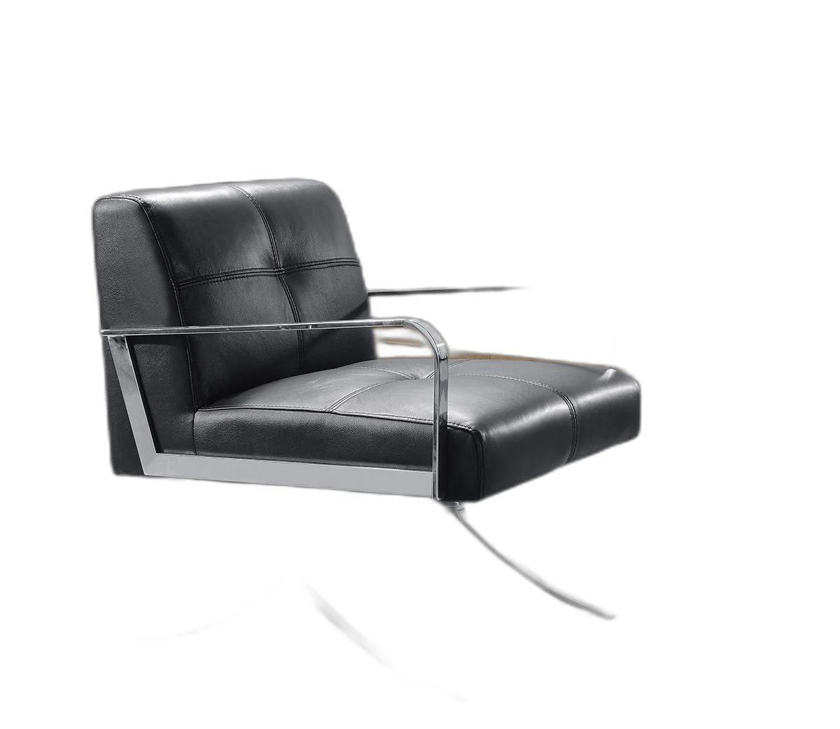 31' Black Leather and Steel Lounge Chair By Homeroots - Image 5