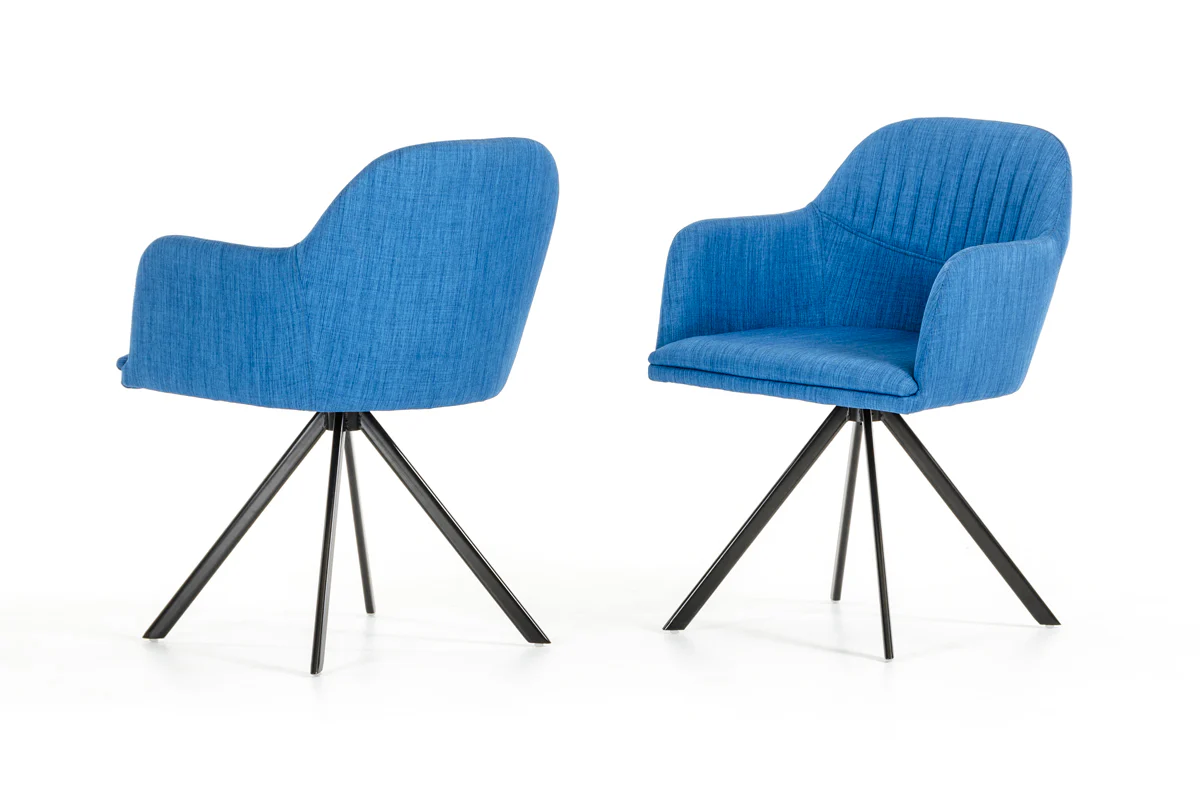 31' Blue Fabric And Metal Dining Arm Chair By Homeroots - Image 2