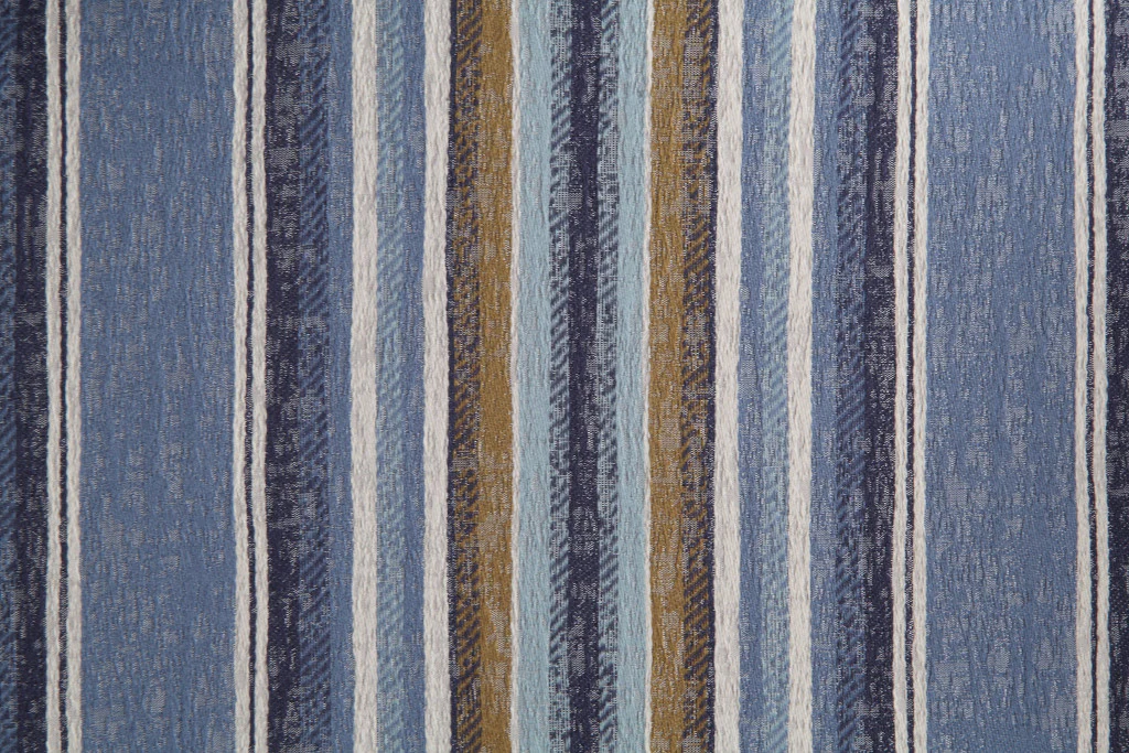 31" Blue White And Brown Fabric And White Striped Wingback Chair By Homeroots - Image 8