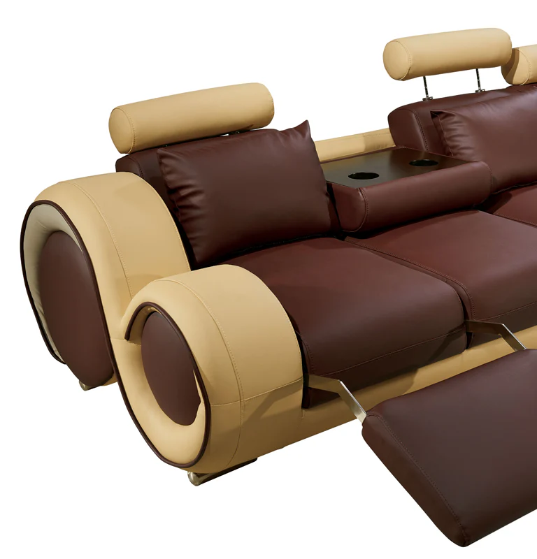 31' Bonded Leather and Wood Sectional Sofa By Homeroots - Image 2