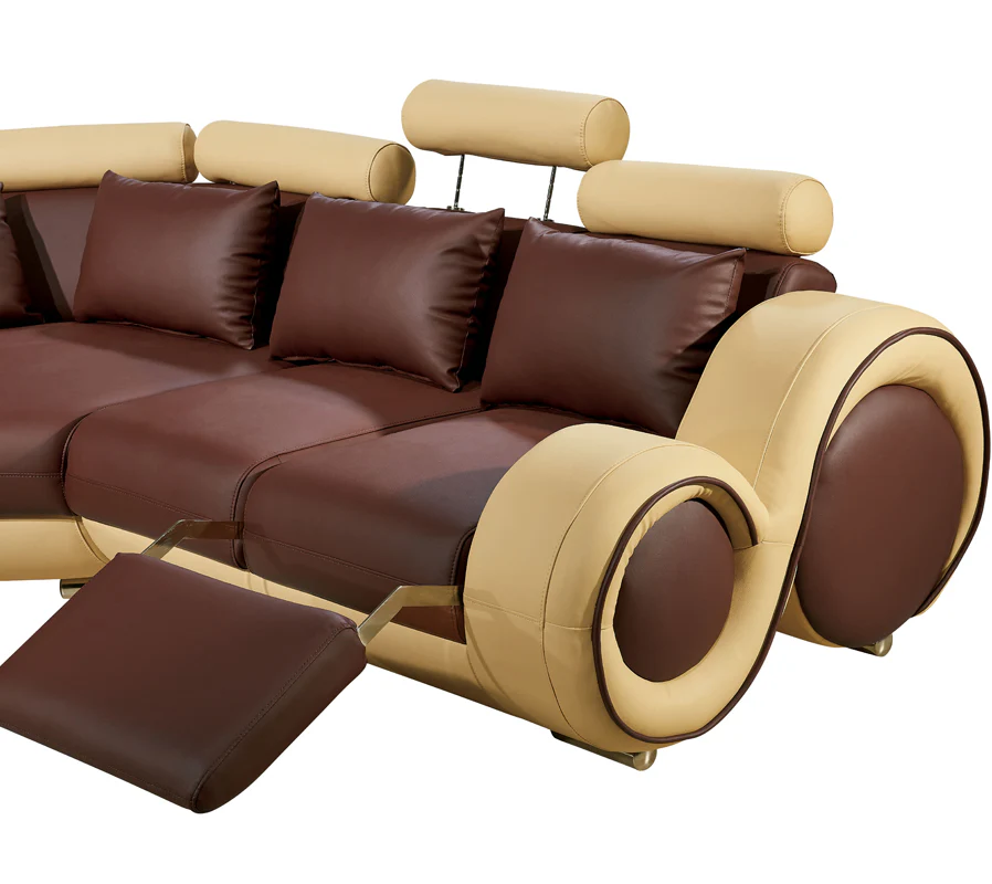 31' Bonded Leather and Wood Sectional Sofa By Homeroots - Image 3
