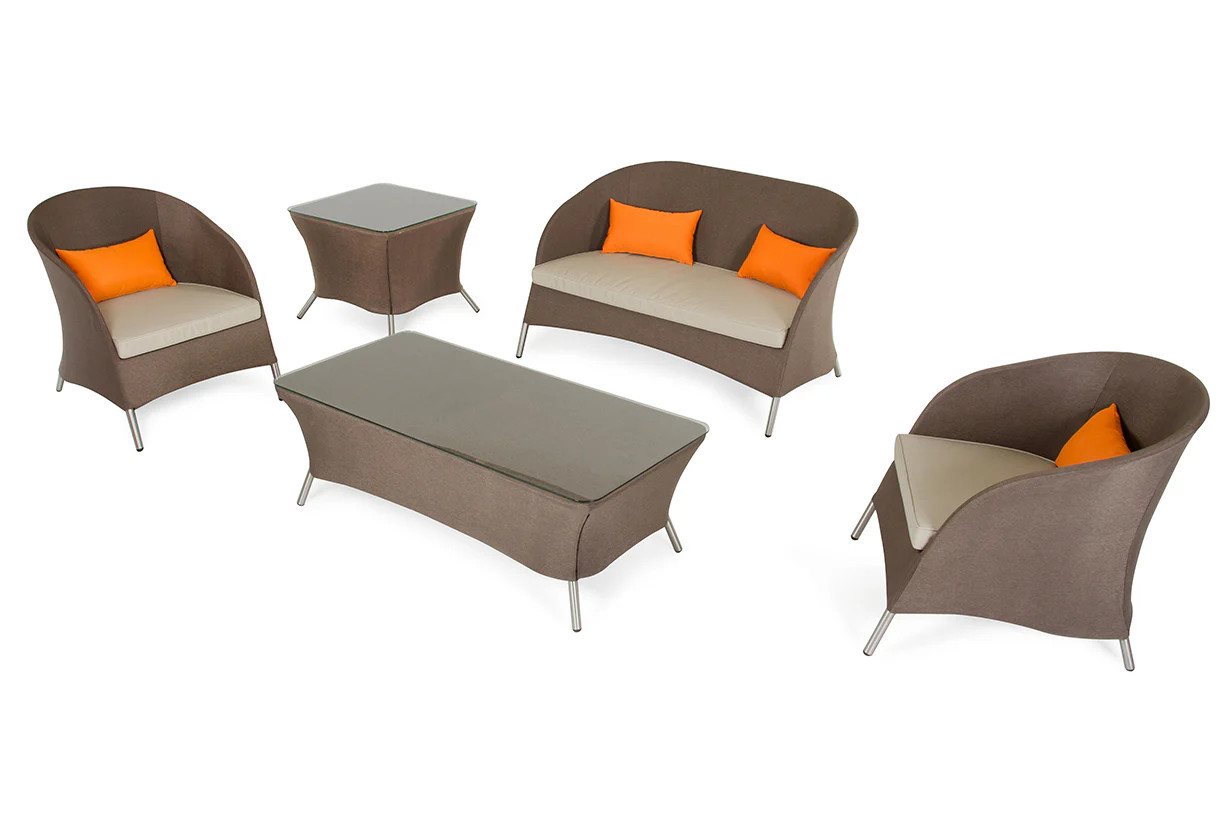 31' Brown Mesh Aluminum and Glass Sofa Set By Homeroots - Image 3