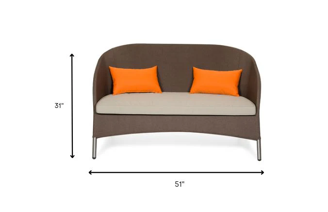 31' Brown Mesh Aluminum and Glass Sofa Set By Homeroots - Image 6