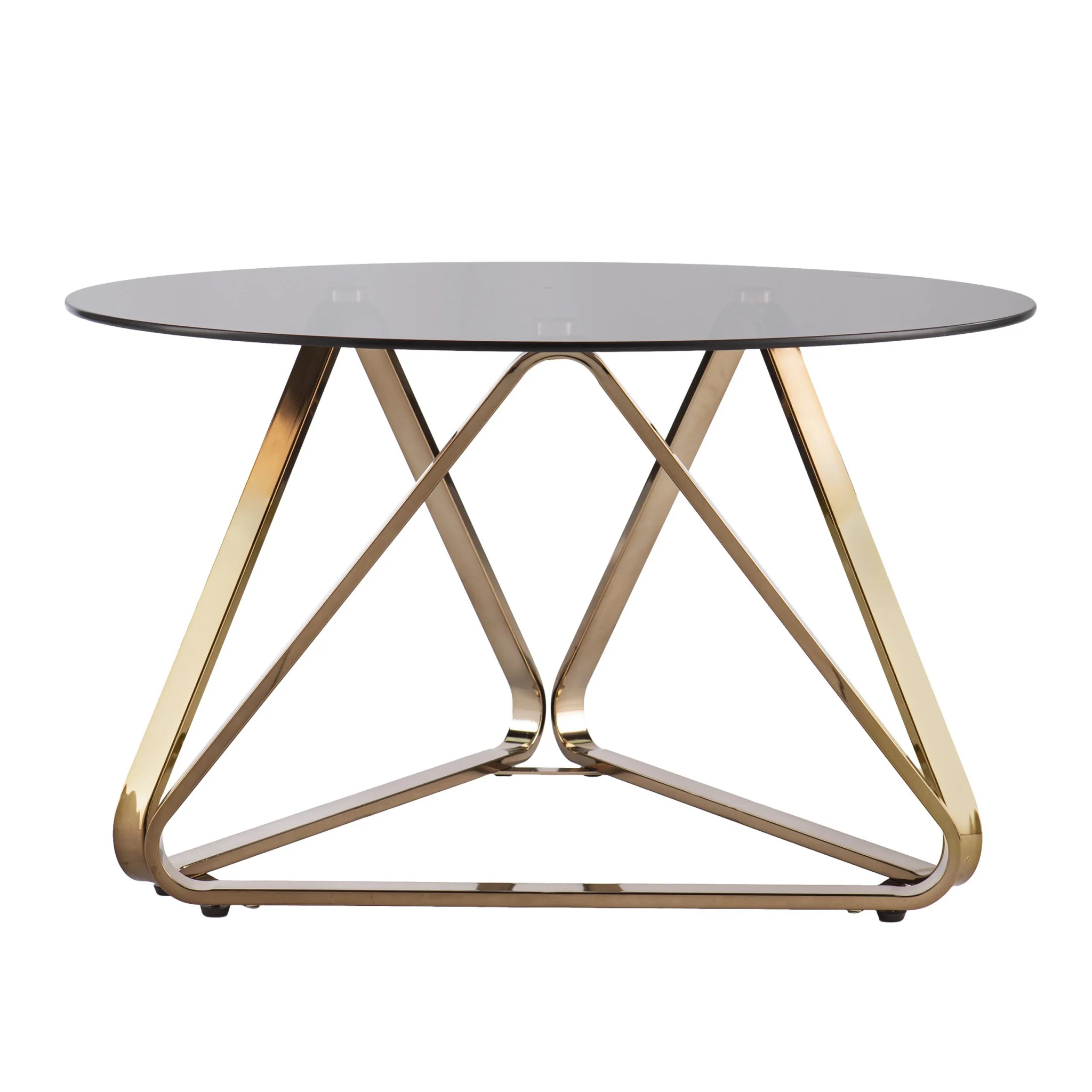 31" Champagne Glass And Metal Round Coffee Table By Homeroots - Image 2