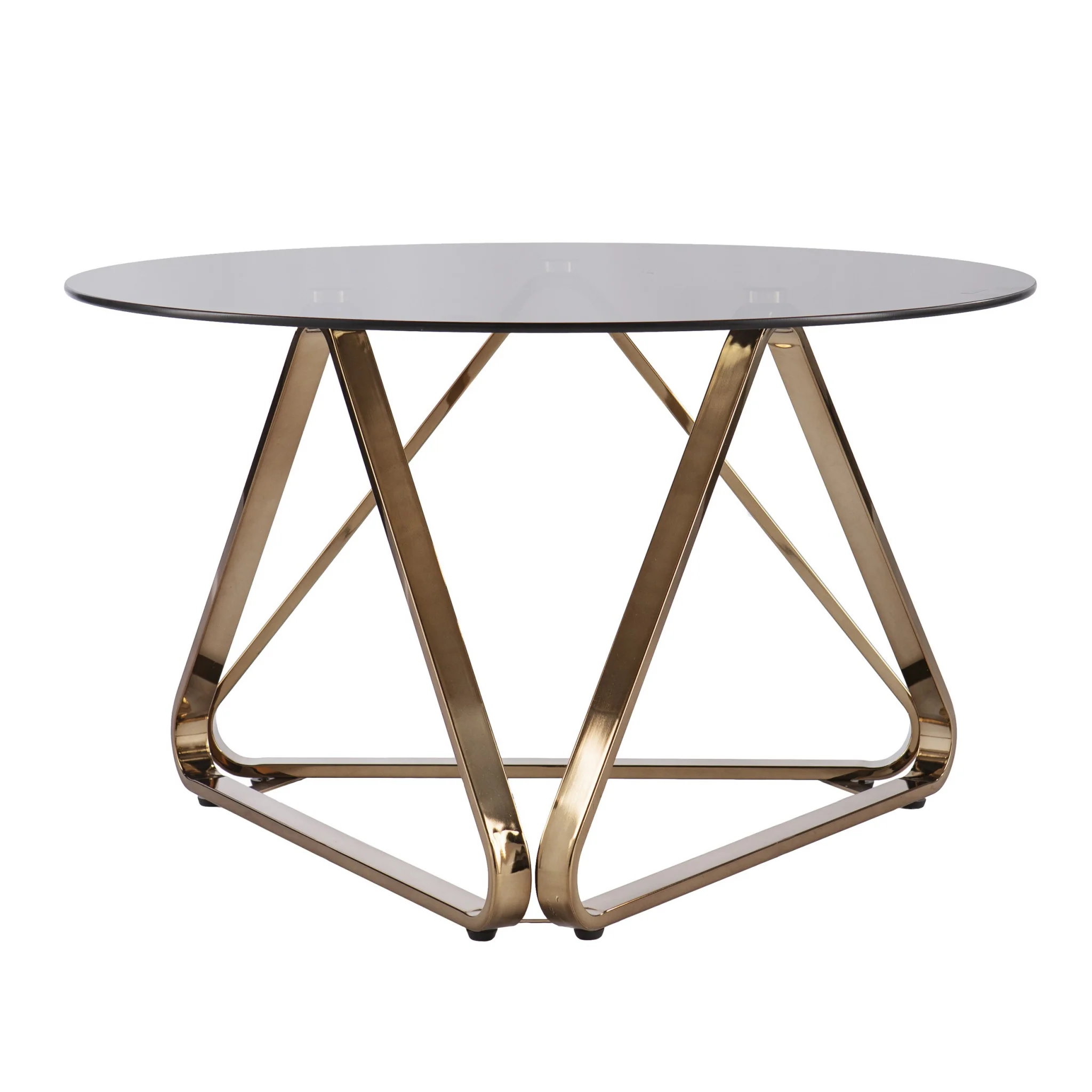 31" Champagne Glass And Metal Round Coffee Table By Homeroots - Image 4
