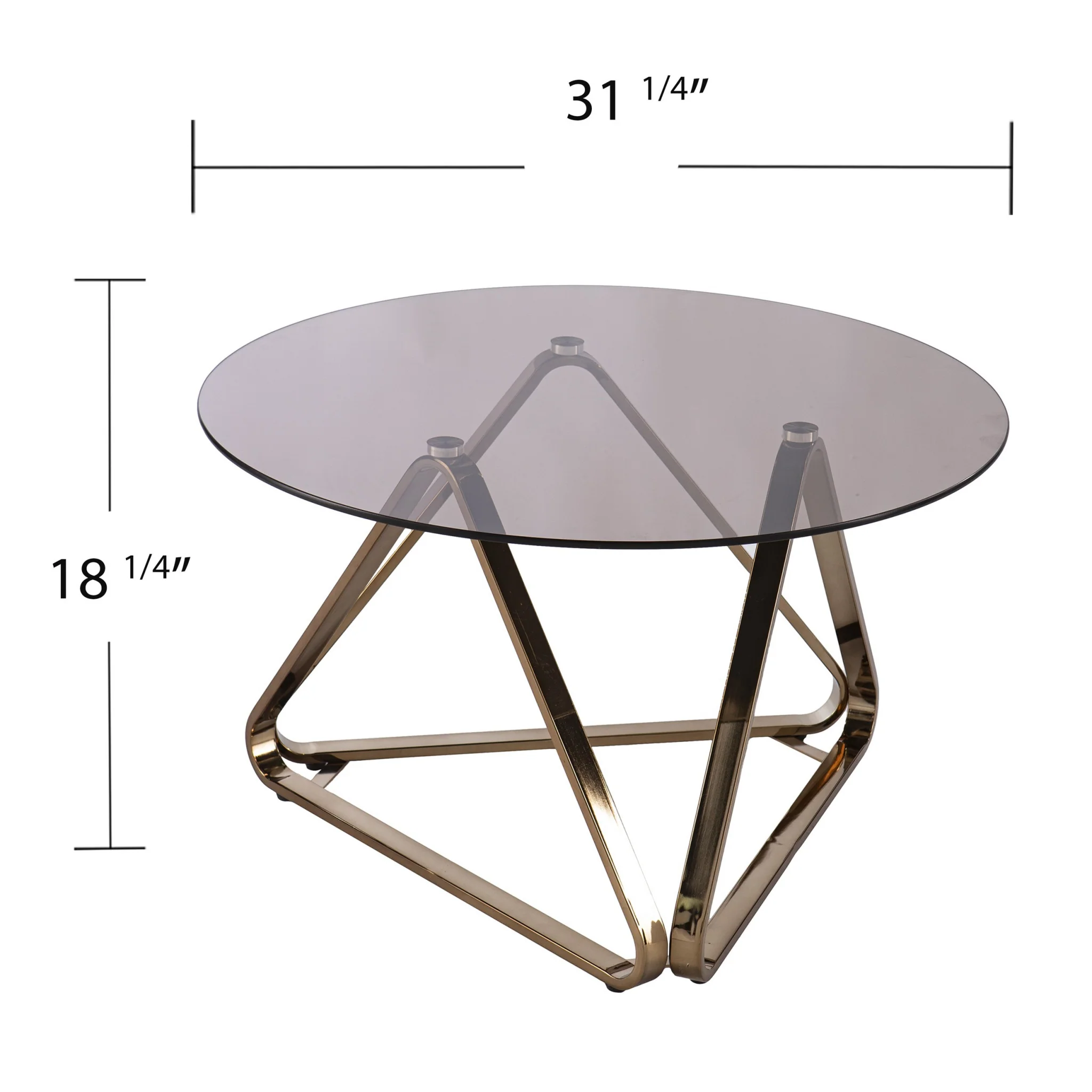 31" Champagne Glass And Metal Round Coffee Table By Homeroots - Image 6