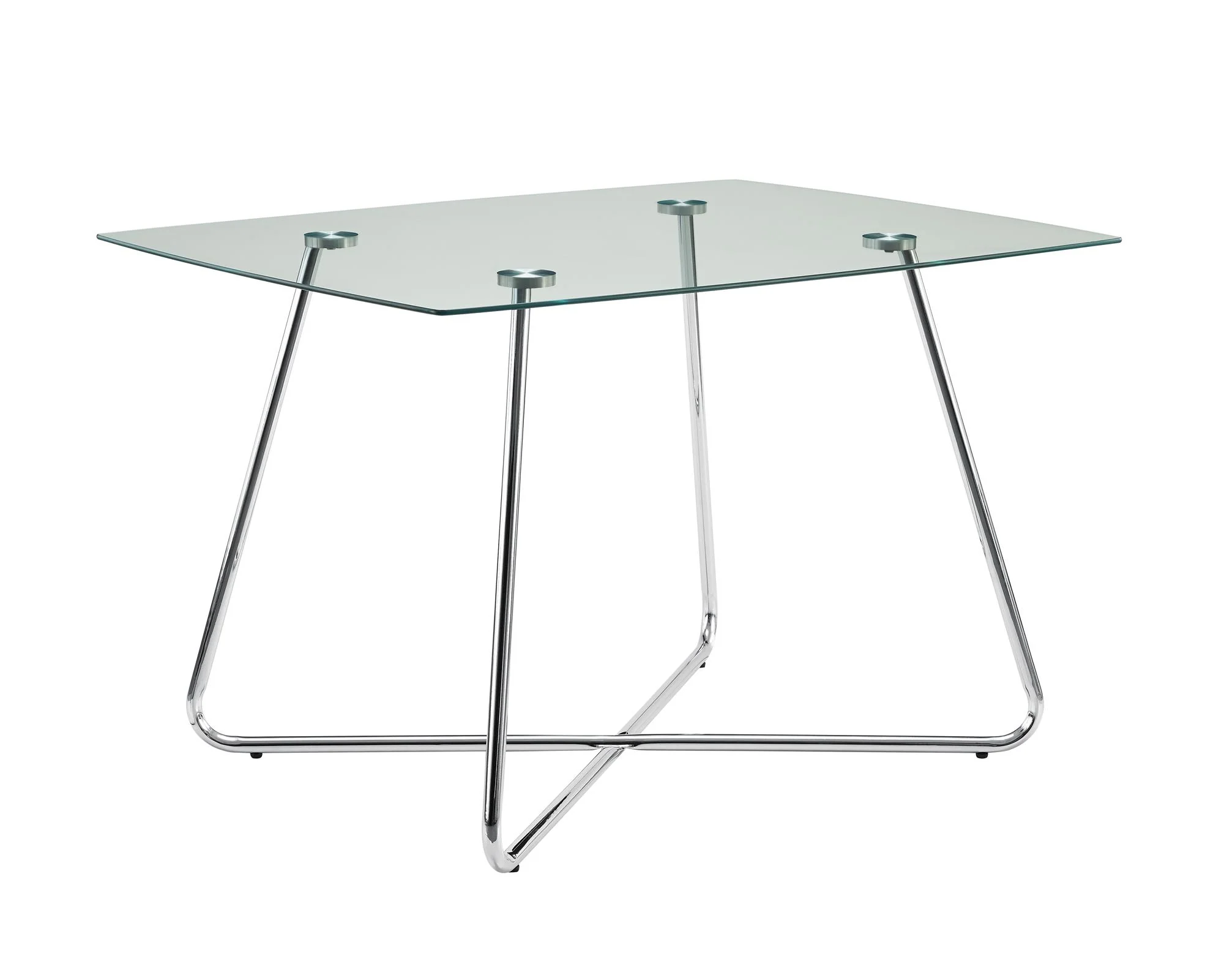 31" Chrome Metal And Clear Tempered Glass Dining Table By Homeroots - Image 2