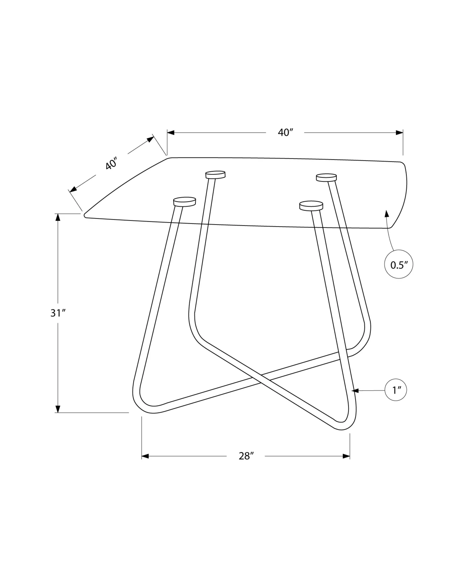 31" Chrome Metal And Clear Tempered Glass Dining Table By Homeroots - Image 3