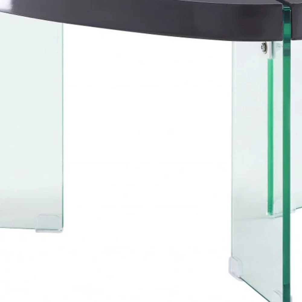 31" Clear Glass And Gray High Gloss Wood Triangle Coffee Table By Homeroots - Image 3