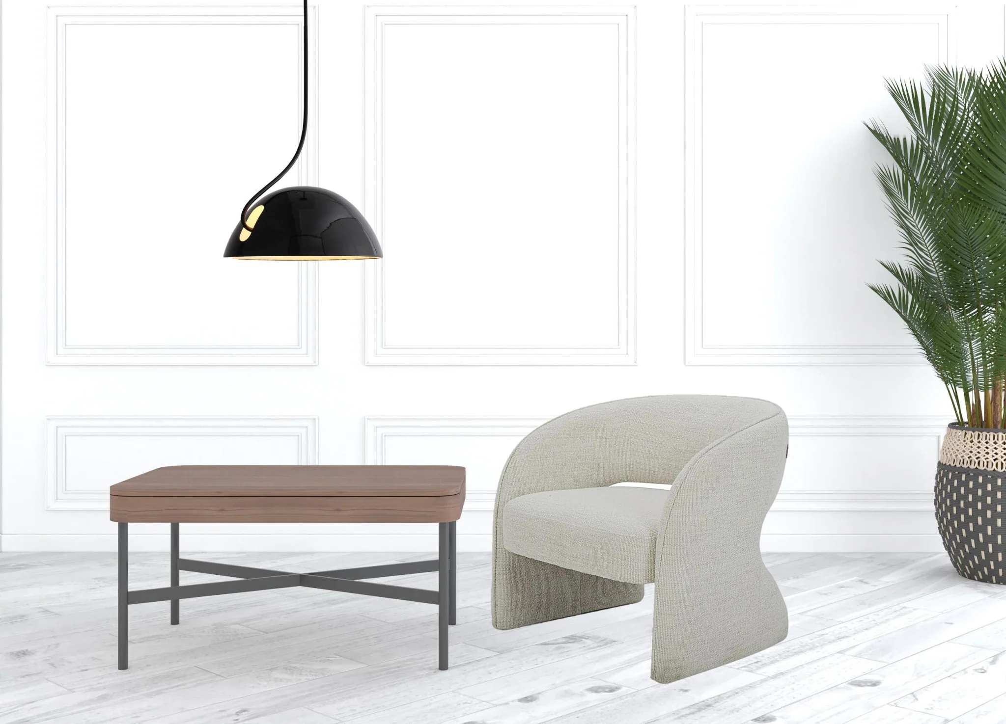31" Cream Textural Solid Color Arm Chair By Homeroots - Image 3